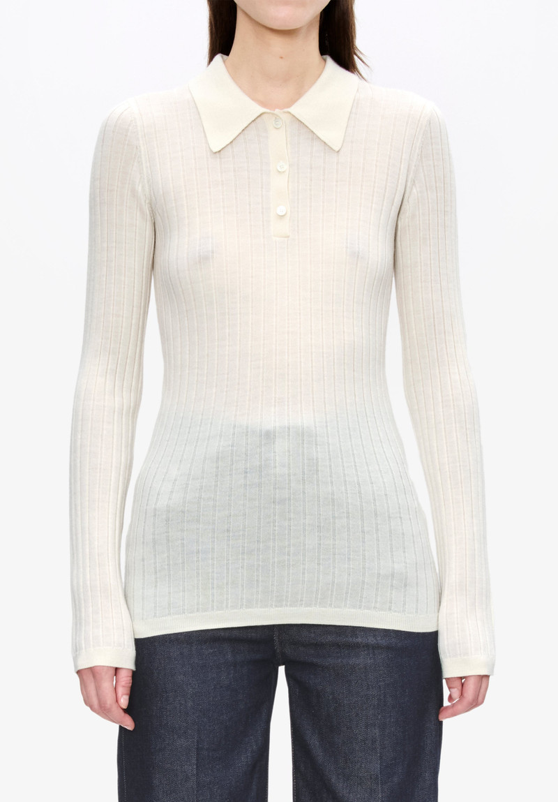 NARROW-RIB SWEATER WITH POLO SHIRT COLLAR 4
