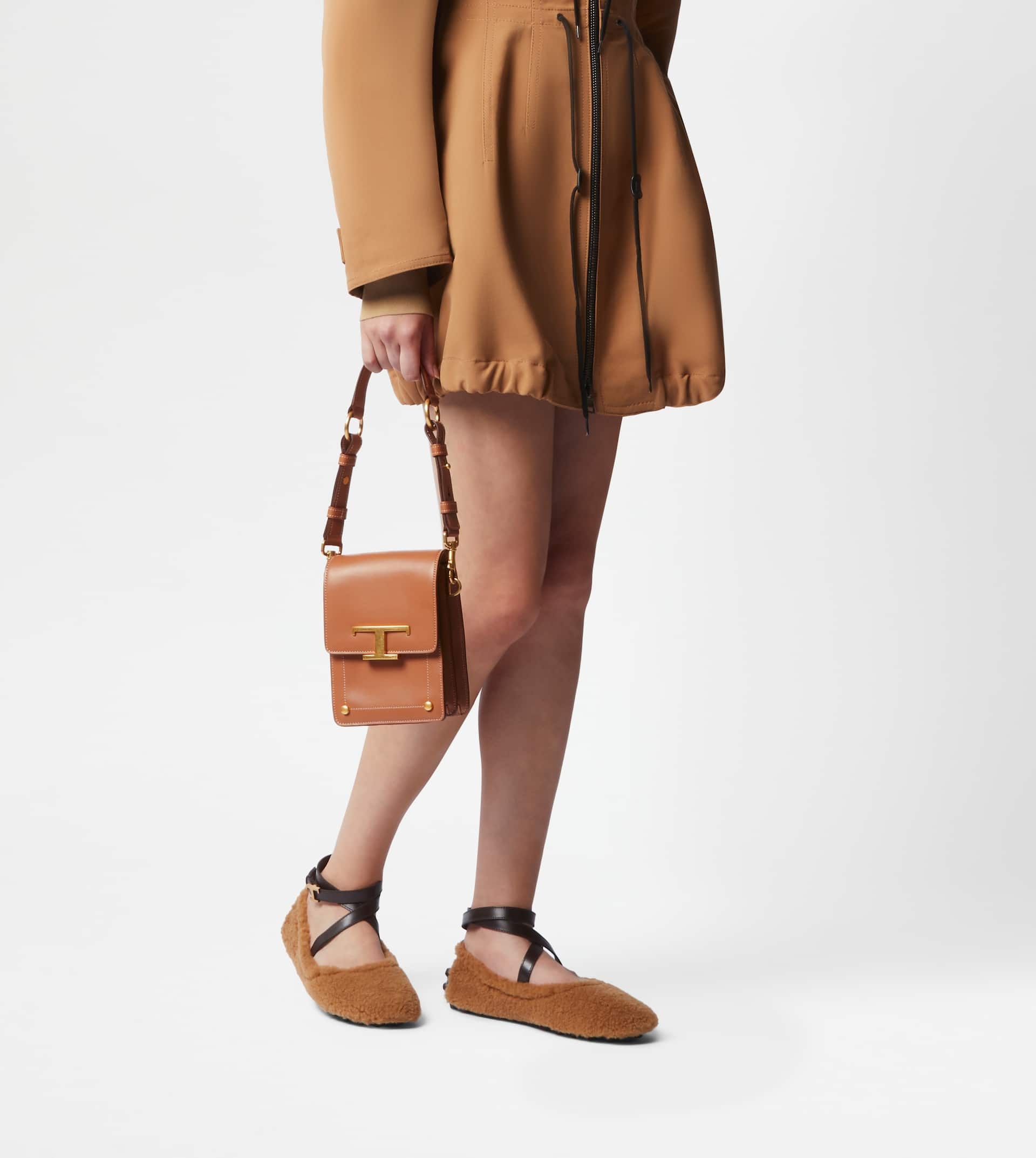 T TIMELESS BAG IN LEATHER MICRO - BROWN - 3