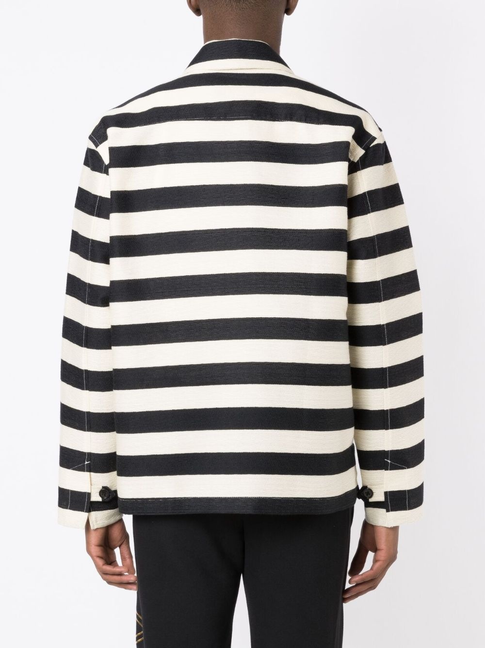 striped zip-up shirt jacket - 4