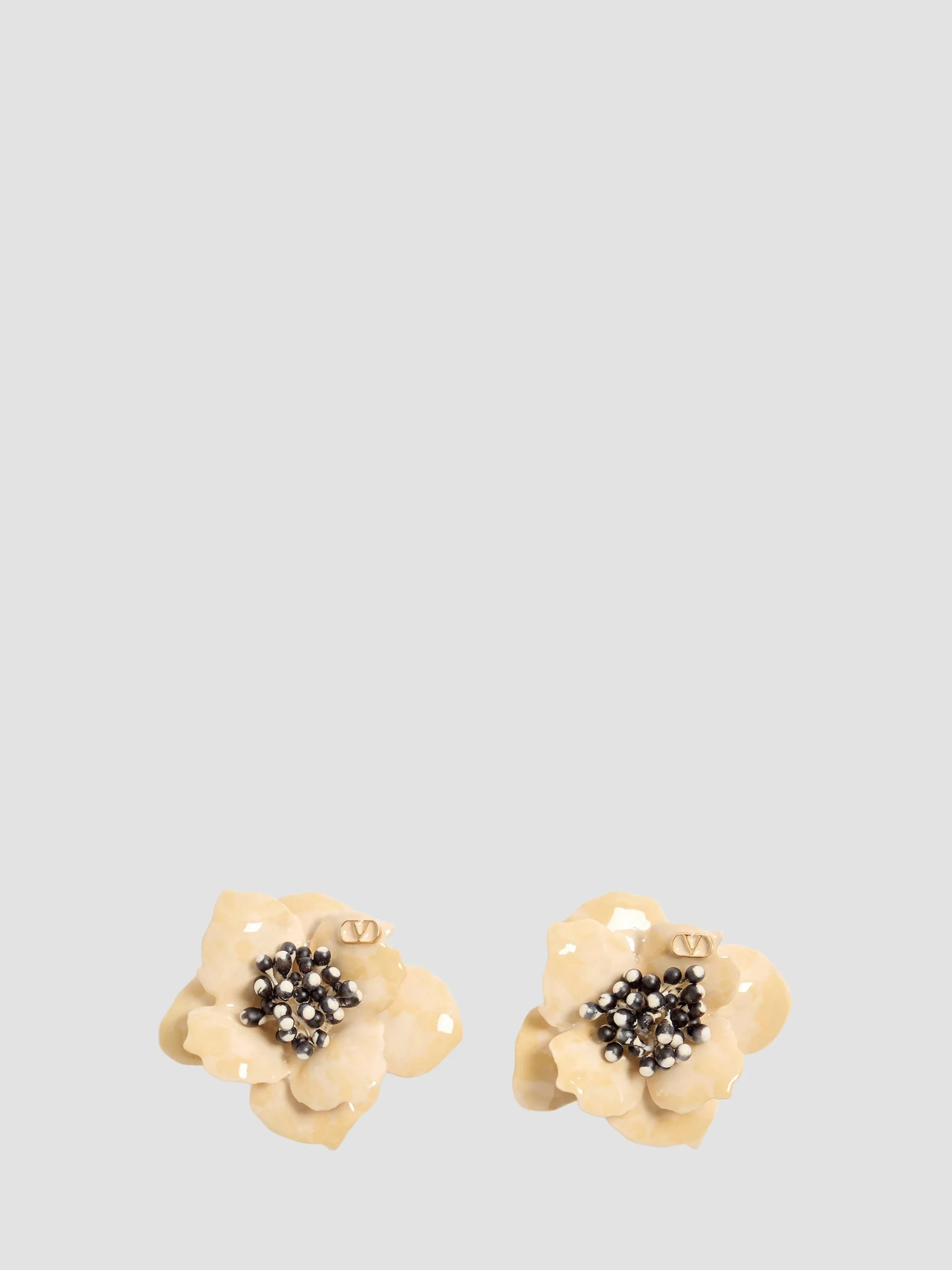Women's Fleur Lumineuse Earring in Metal, Enamel and Fabric - Gold - 1