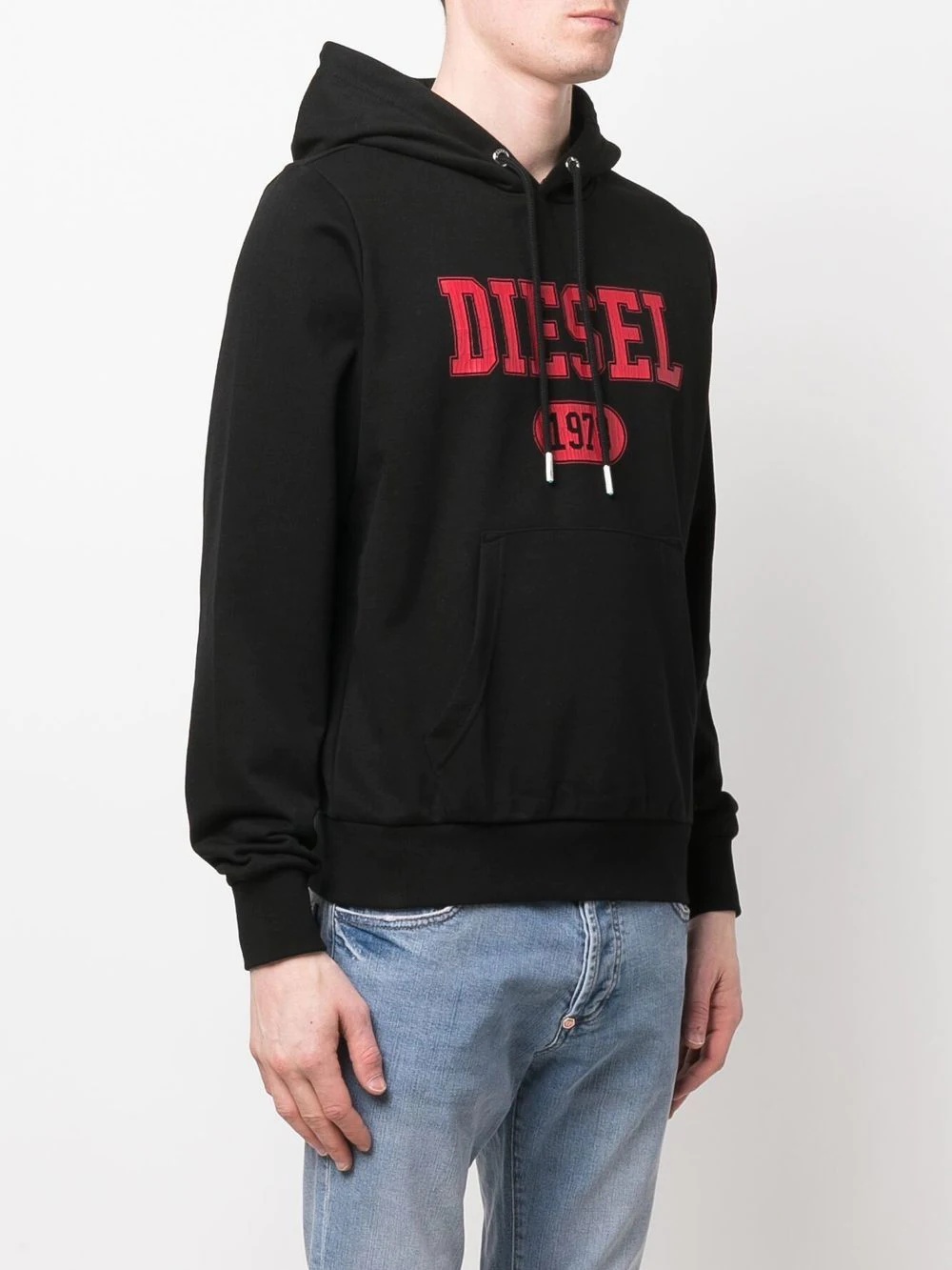 logo print drawstring hoodie - 3