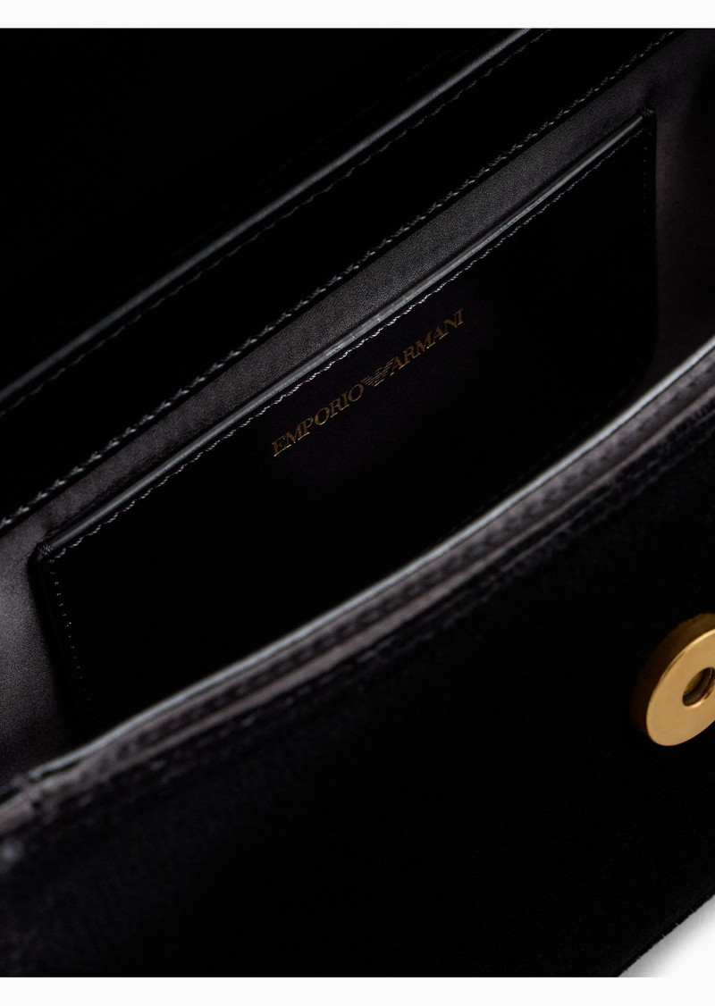 Velvet shoulder bag with metal eagle logo 4