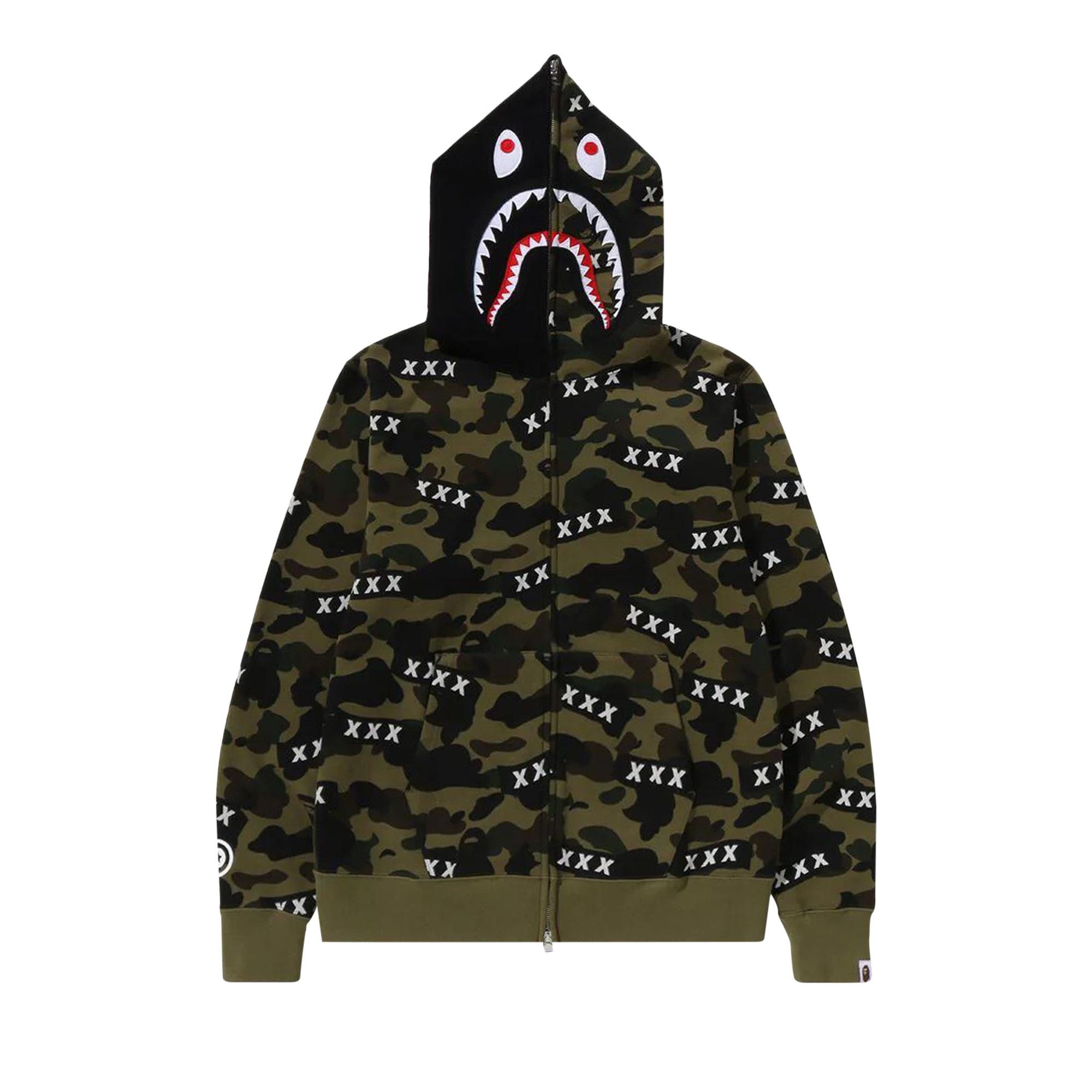 BAPE x God Selection XXX Shark Full Zip Hoodie 'Green' - 1