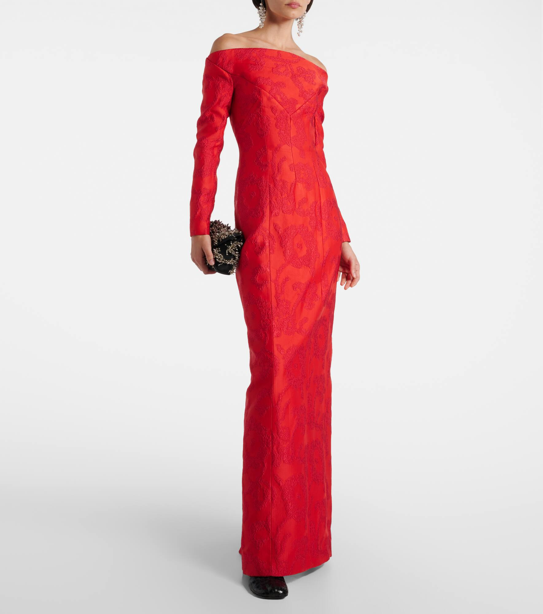 Zarith jacquard off-shoulder bouclé maxi dress - 2
