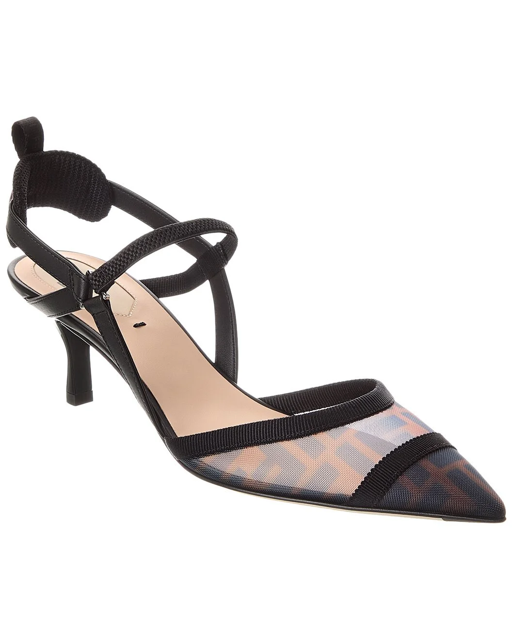FENDI Colibri Lite FF Mesh & Leather Slingback Pump - 1