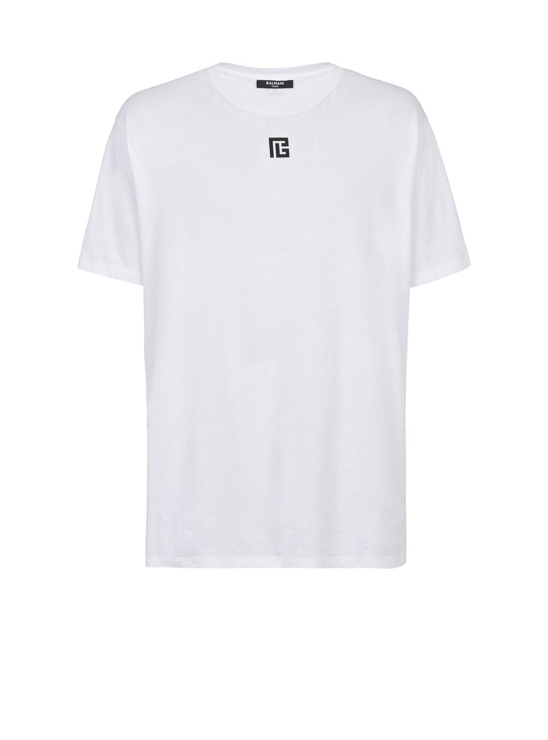 Oversized cotton T-shirt with maxi Balmain logo print - 1