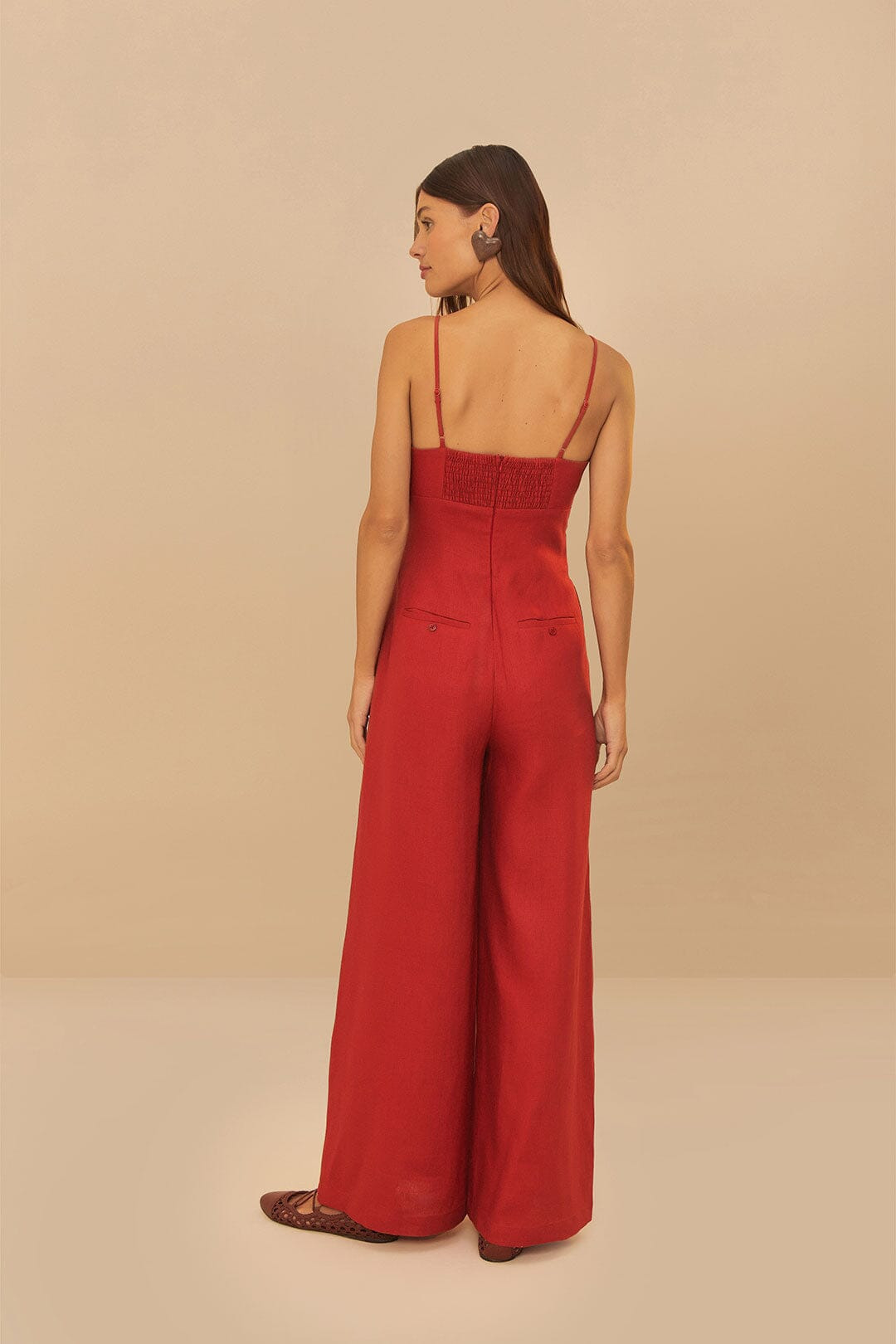 Red Petals Bodice Euroflax™ Premium Linen Jumpsuit - 4
