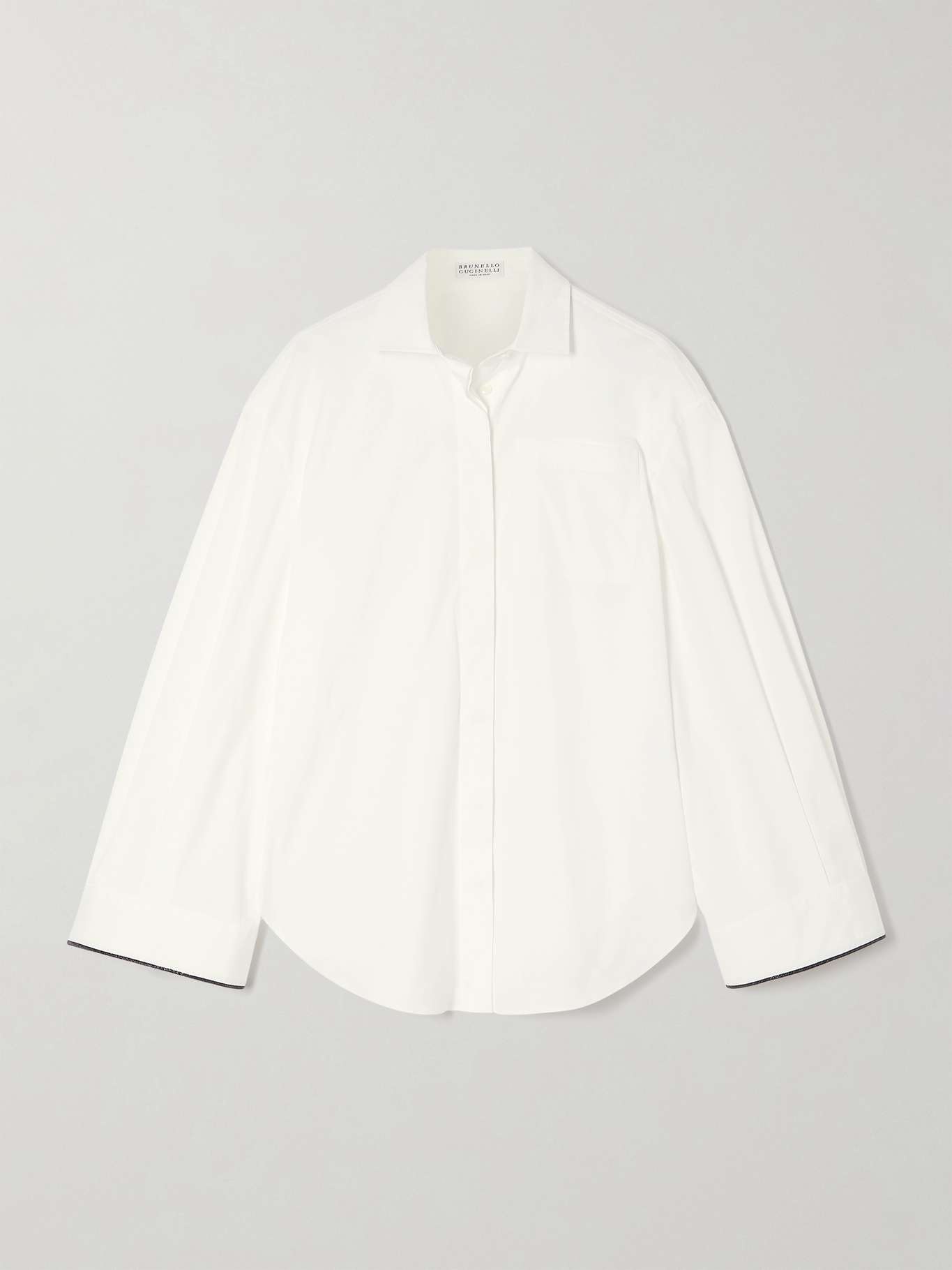 Oversized bead-embellished cotton-blend poplin shirt - 1