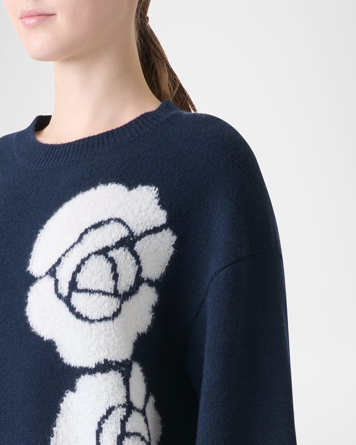 3D Anemone Intarsia Cashmere-Silk Sweater - 5