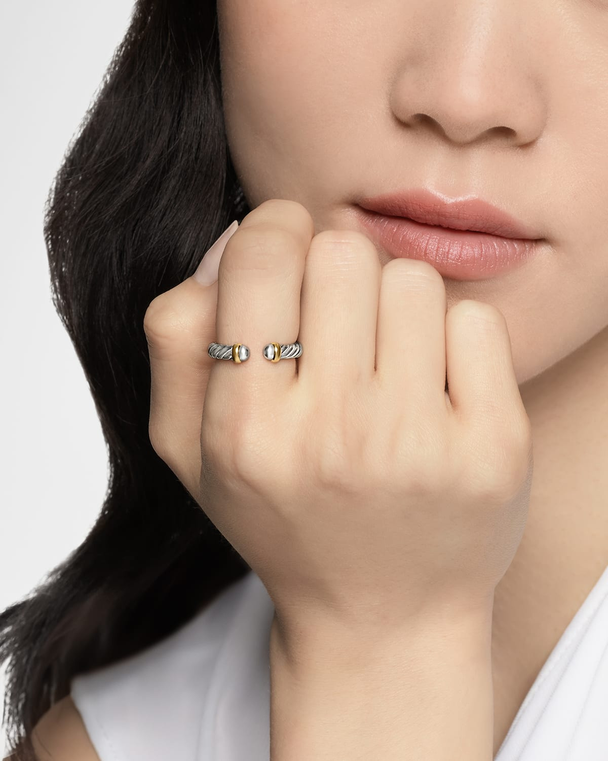 Cable Flex Open Ring in Silver and 14K Gold, 3.4mm - 2