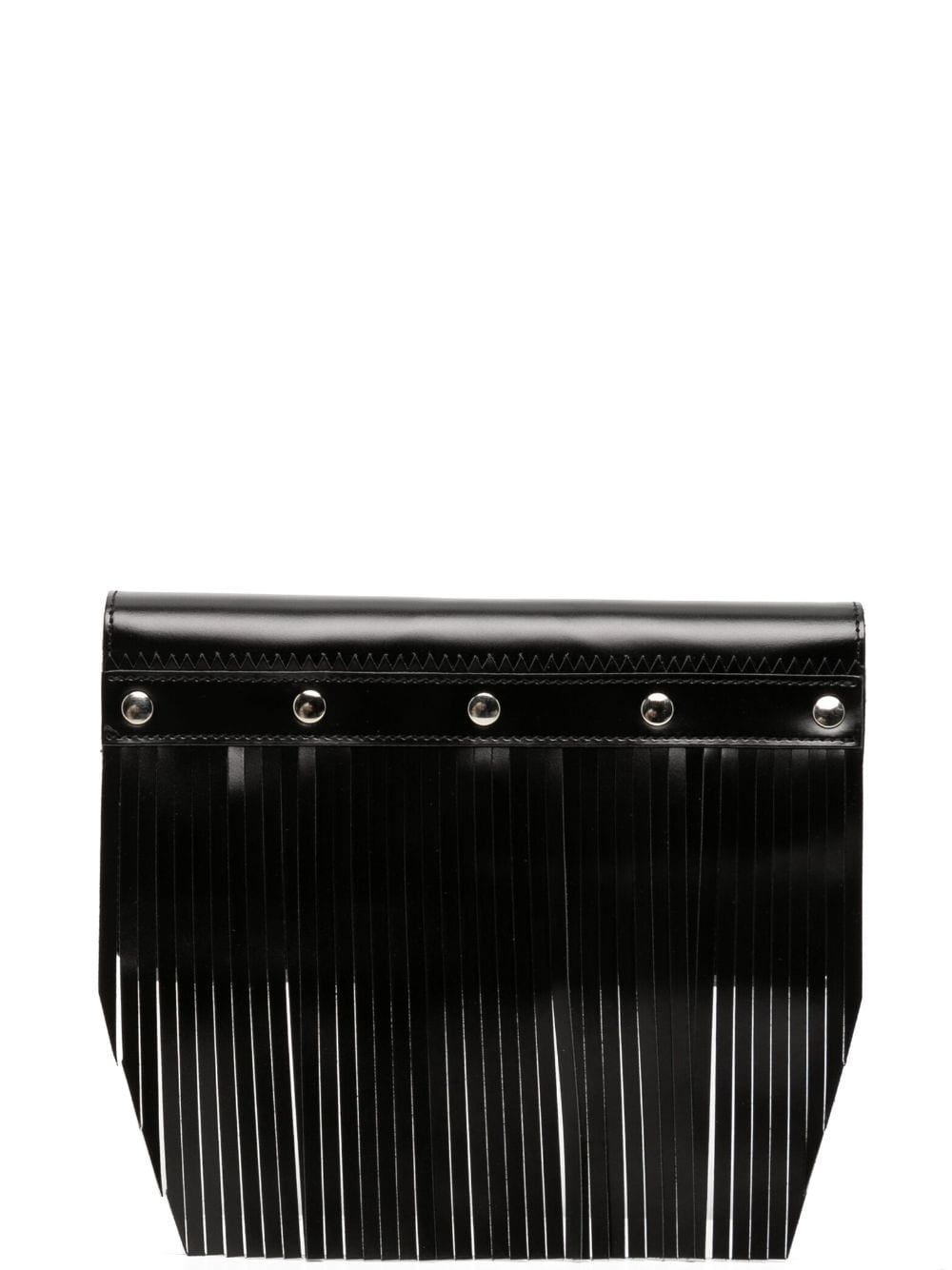 stud-embellished fringed leather wallet - 1