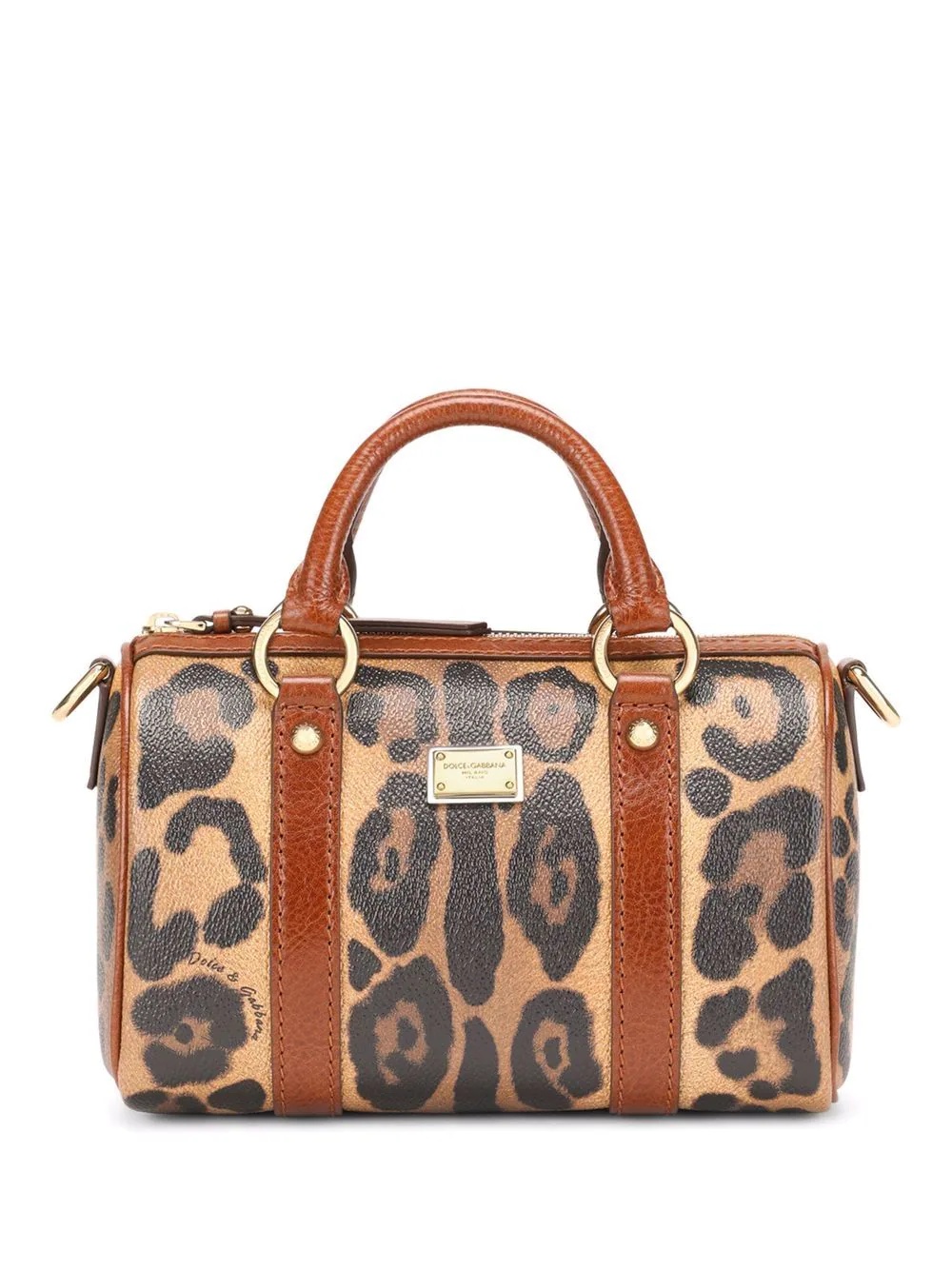 leopard-print leather tote bag - 1