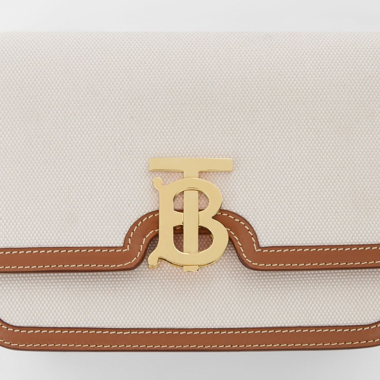 Small Two-tone Canvas and Leather TB Bag - 2