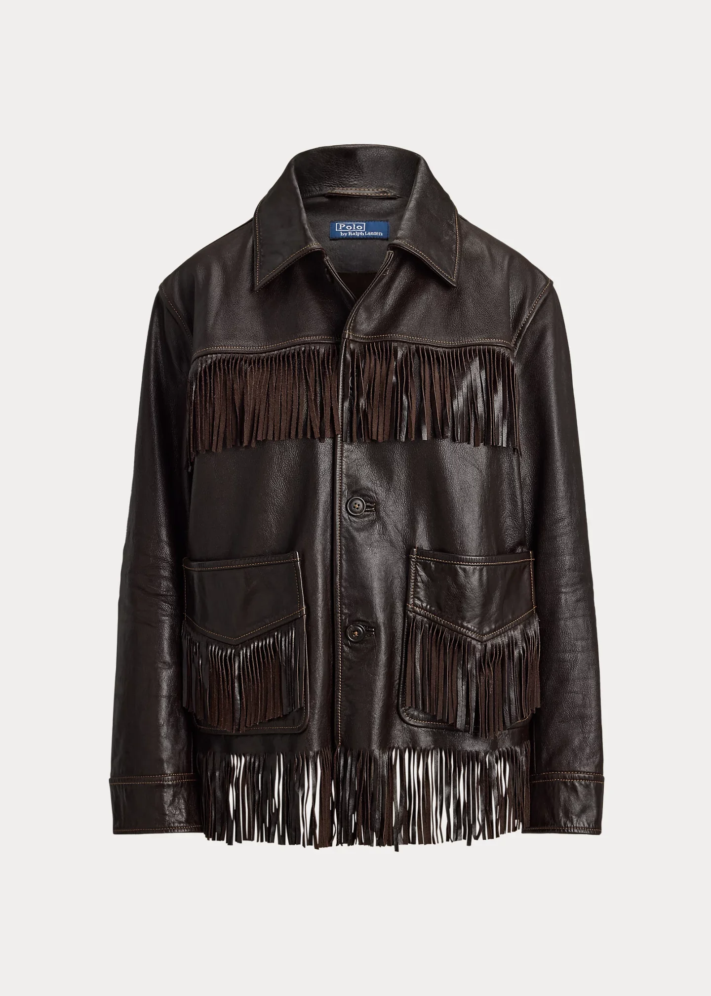 Fringe-Trim Leather Shirt - 1