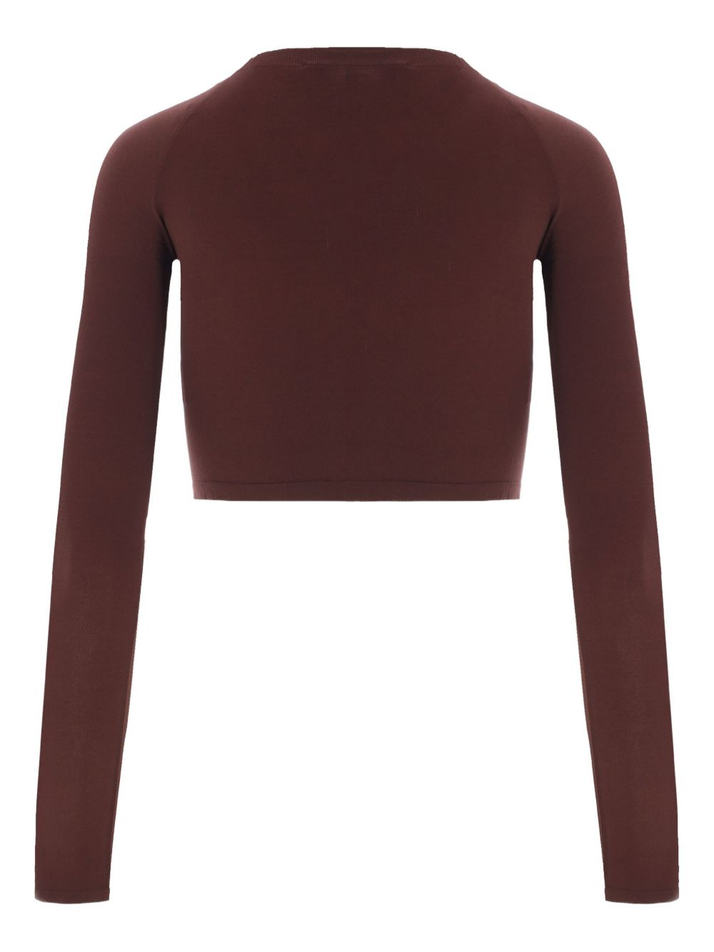 long-sleeve crew-neck crop top - 2