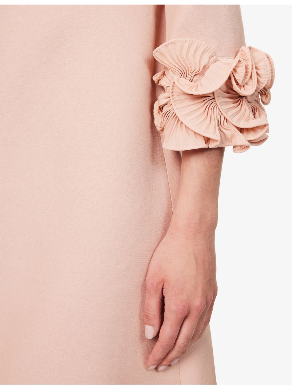 Embellished Thee-Quarter Sleeves Wool And Silk Midi Dress - 6