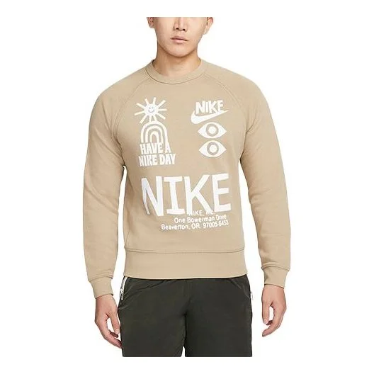 Nike NSW graphic printed crew neck sweatshirt 'Tan' DQ4170-247 - 1