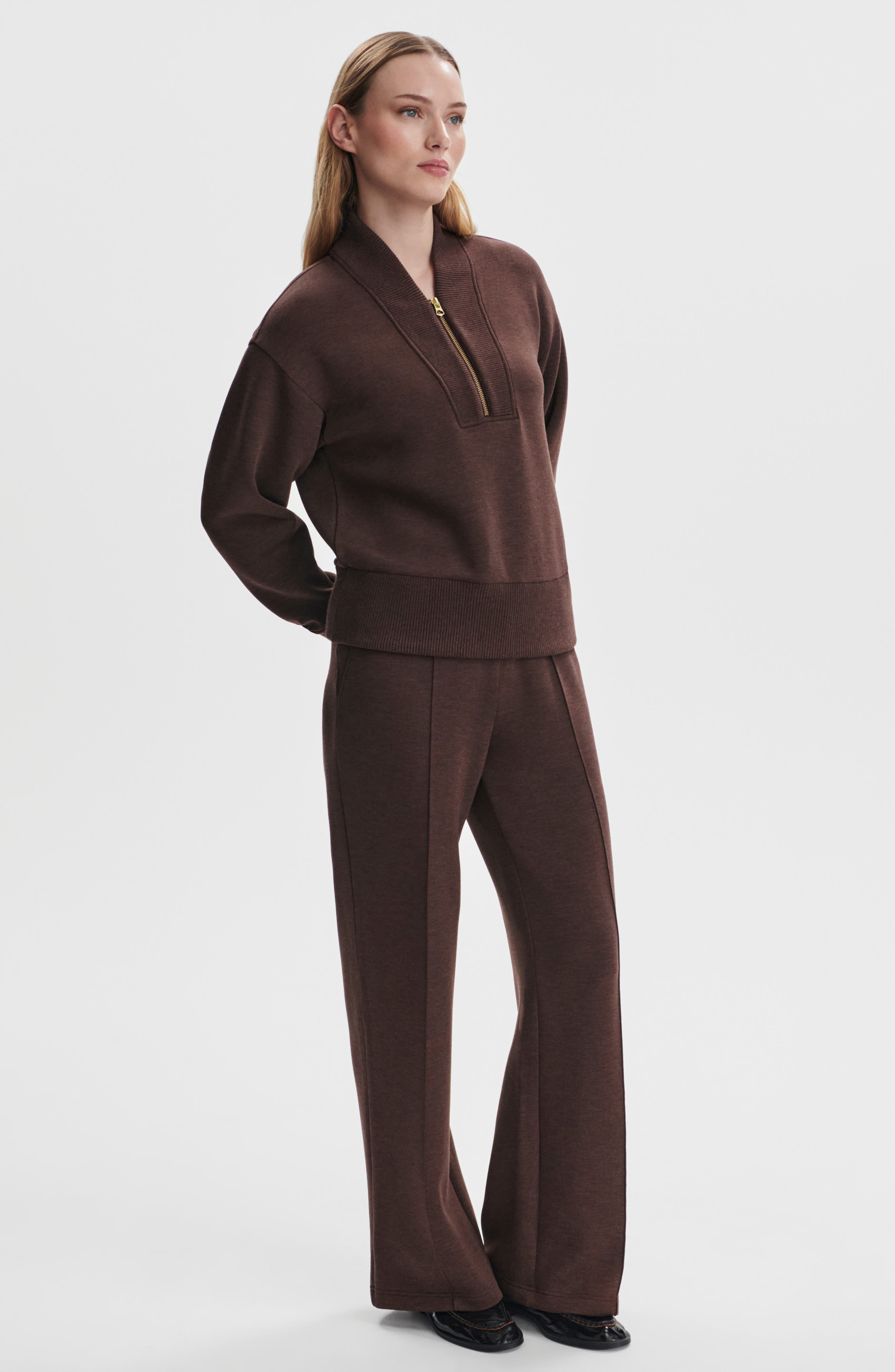 Varley Sally Half Zip Sweatshirt in Coffee Bean Marl at Nordstrom - 7