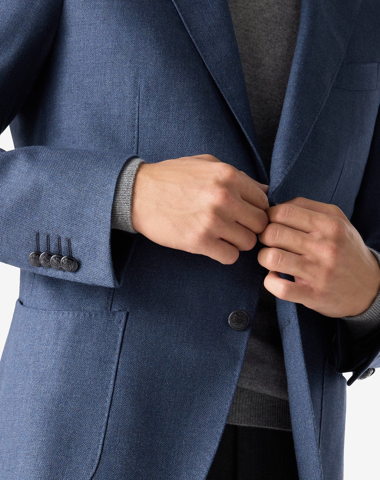 Blue wool and silk twill jacket - 5
