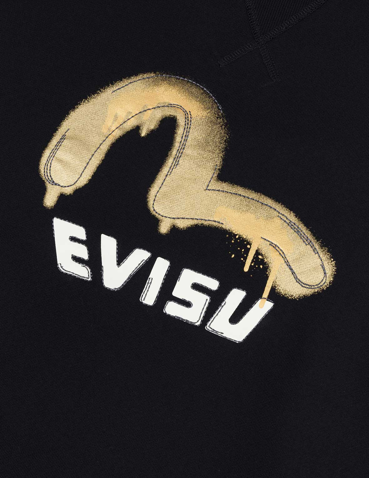 Graffiti Seagull Print and Sashiko Relax Fit Sweatshirt - 7