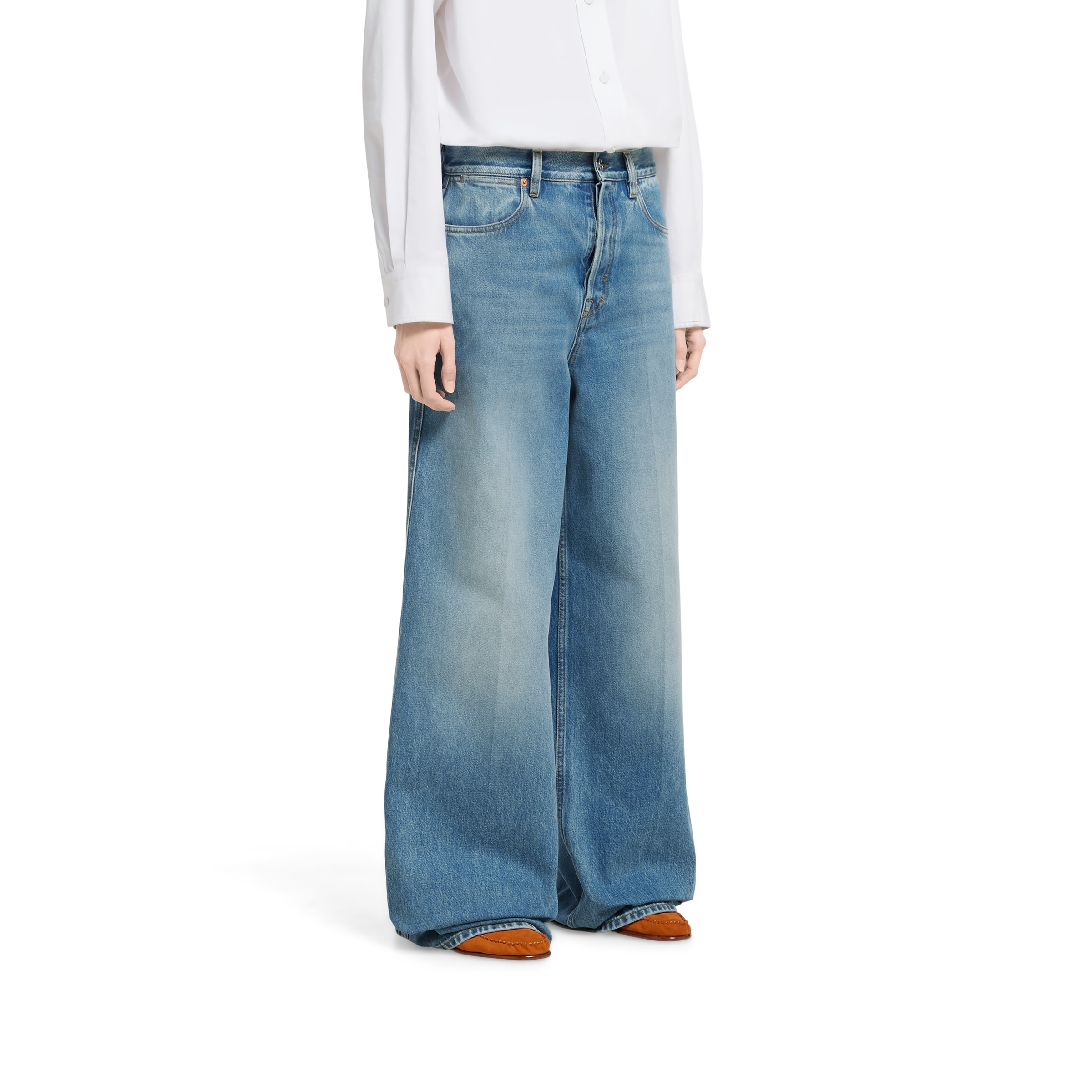 Wide leg denim pants - 3