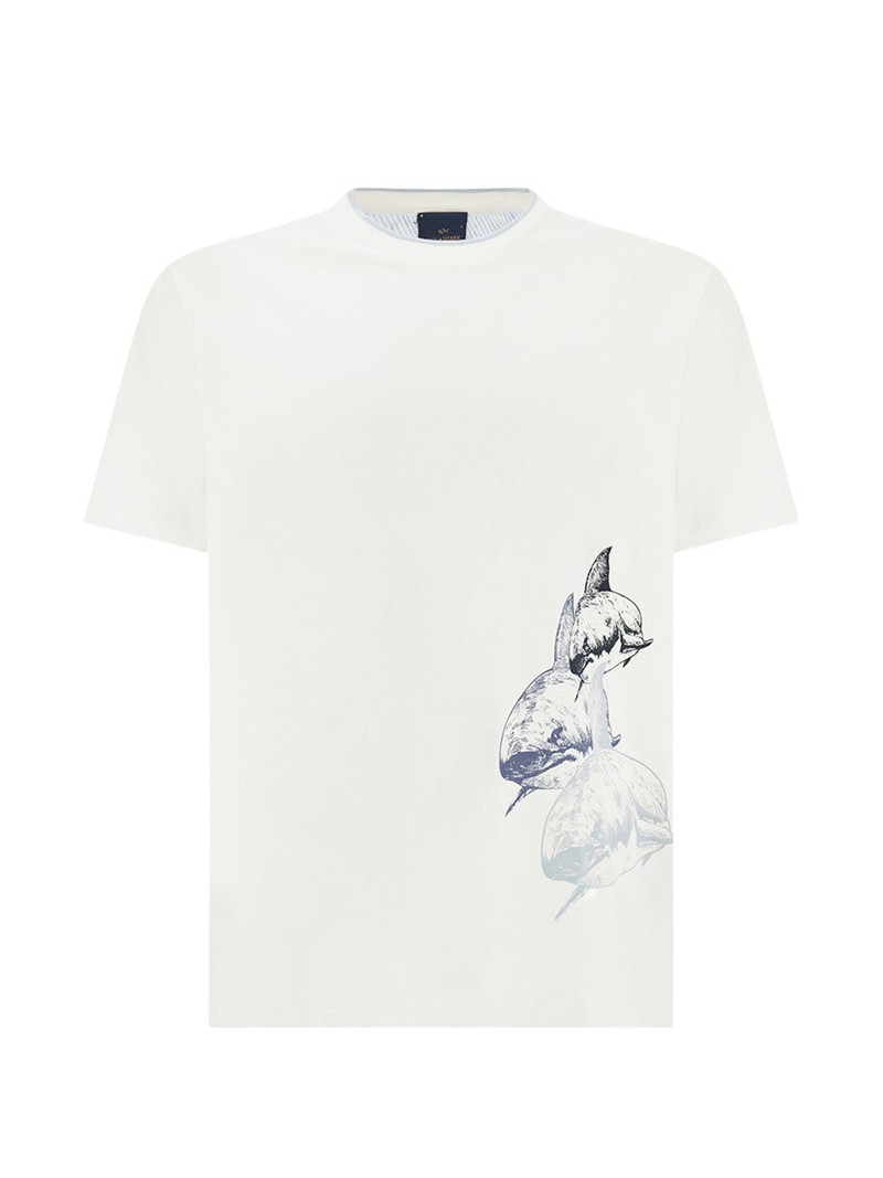 shark-print cotton jersey T-shirt 1