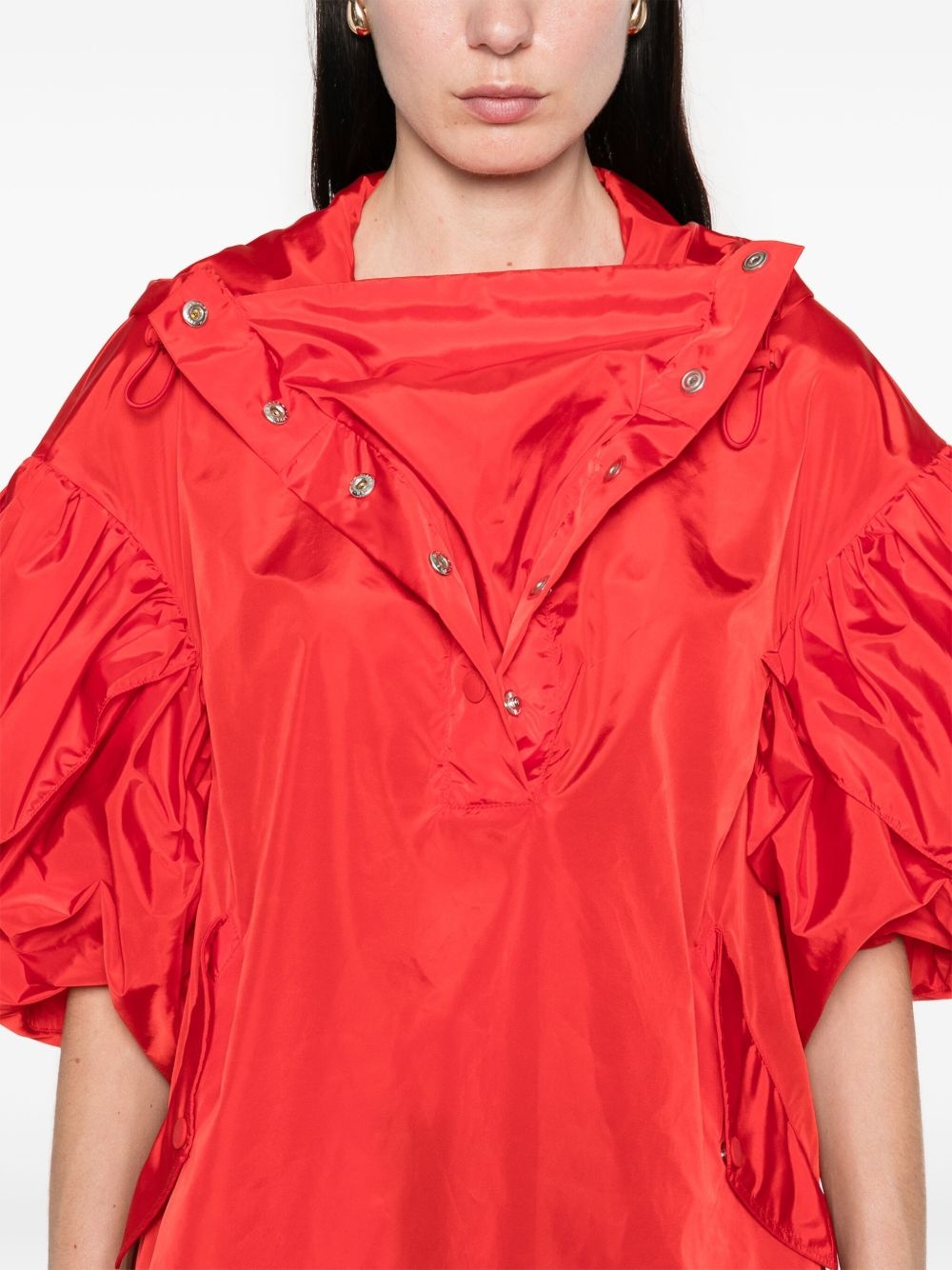 ruffle-detail petal-sleeve hoodie - 5