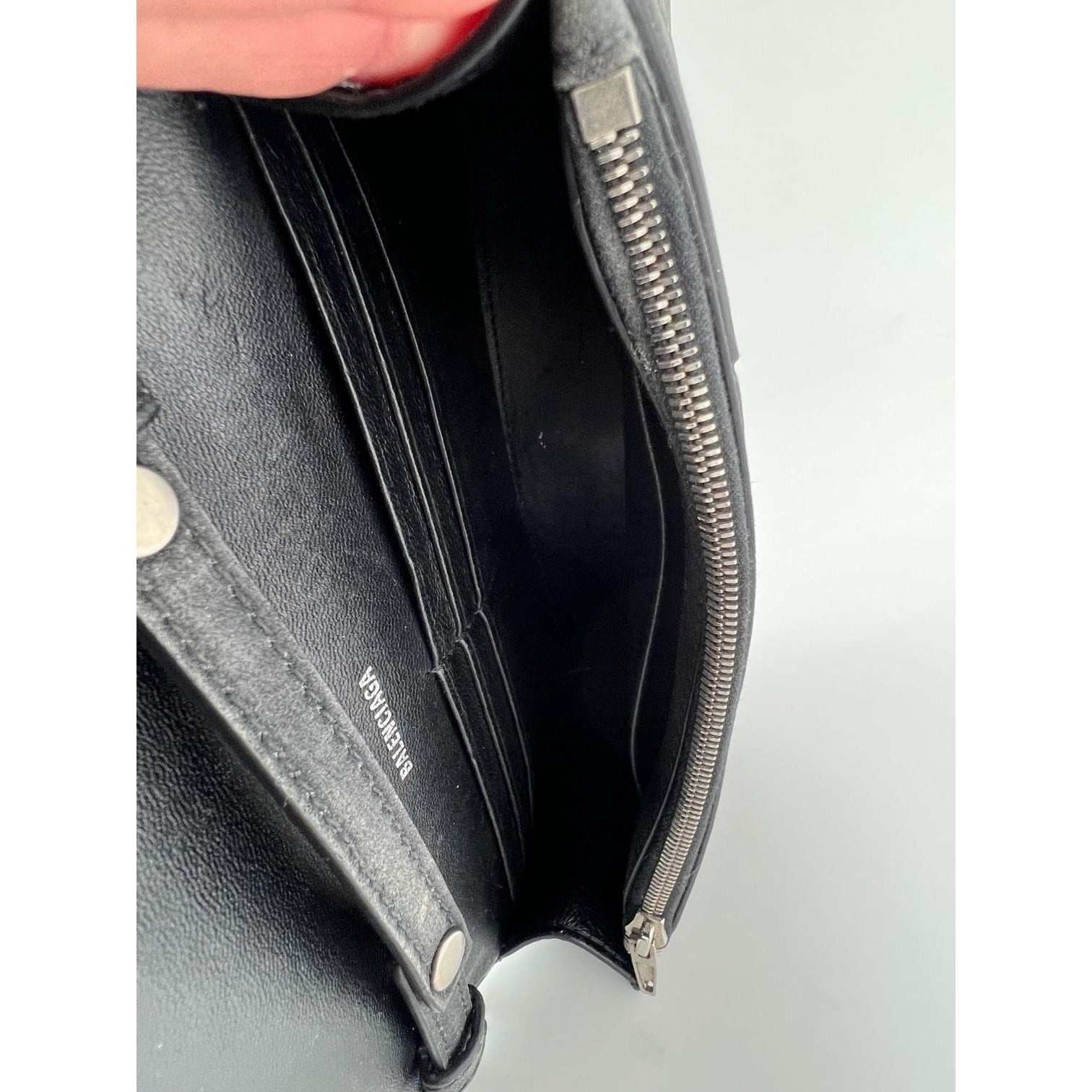 BALENCIAGA Hourglass Wallet On Chain Black Glitter Clutch Shoulder Bag - 14