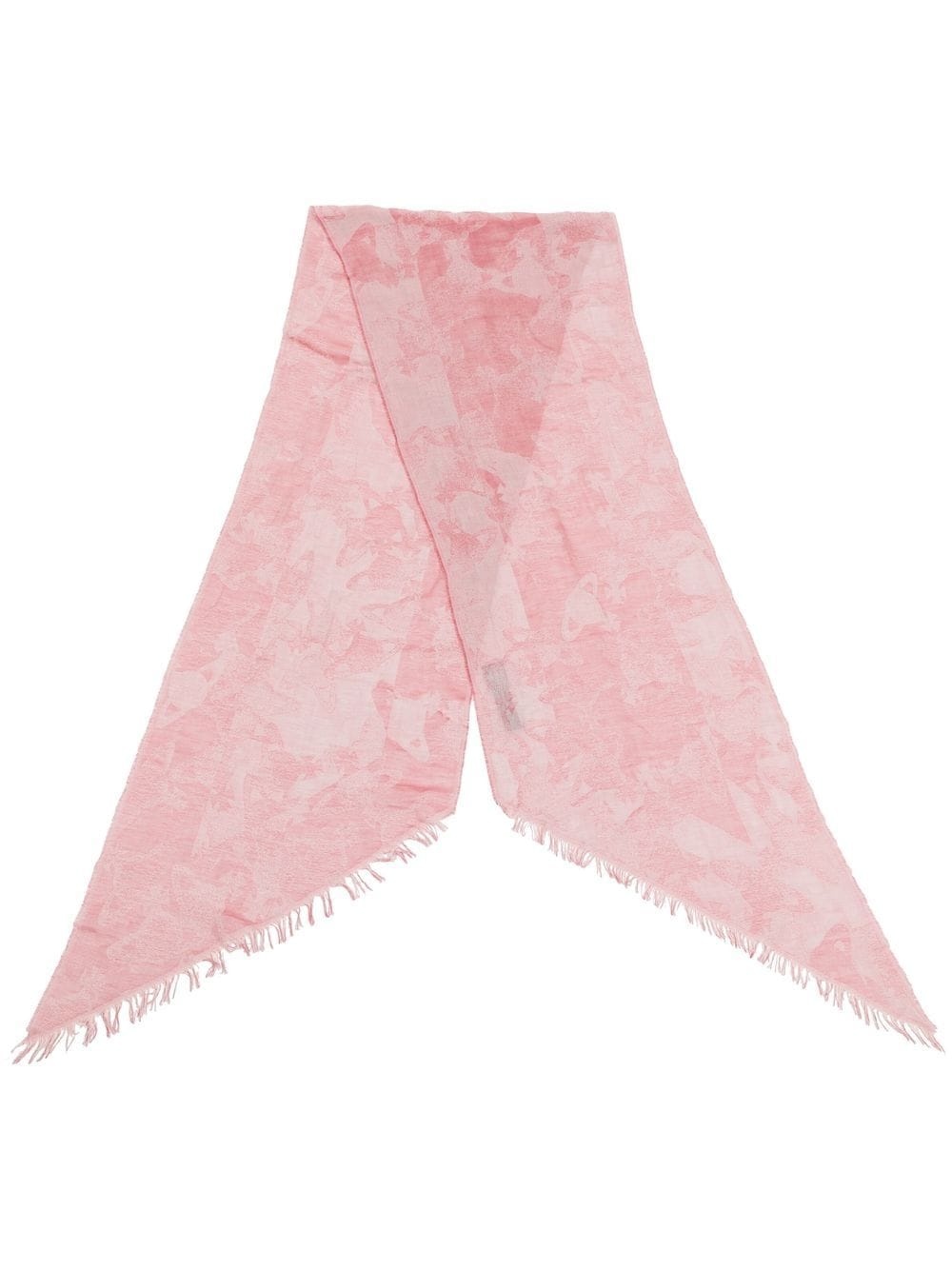 Orb-print fringed scarf - 1