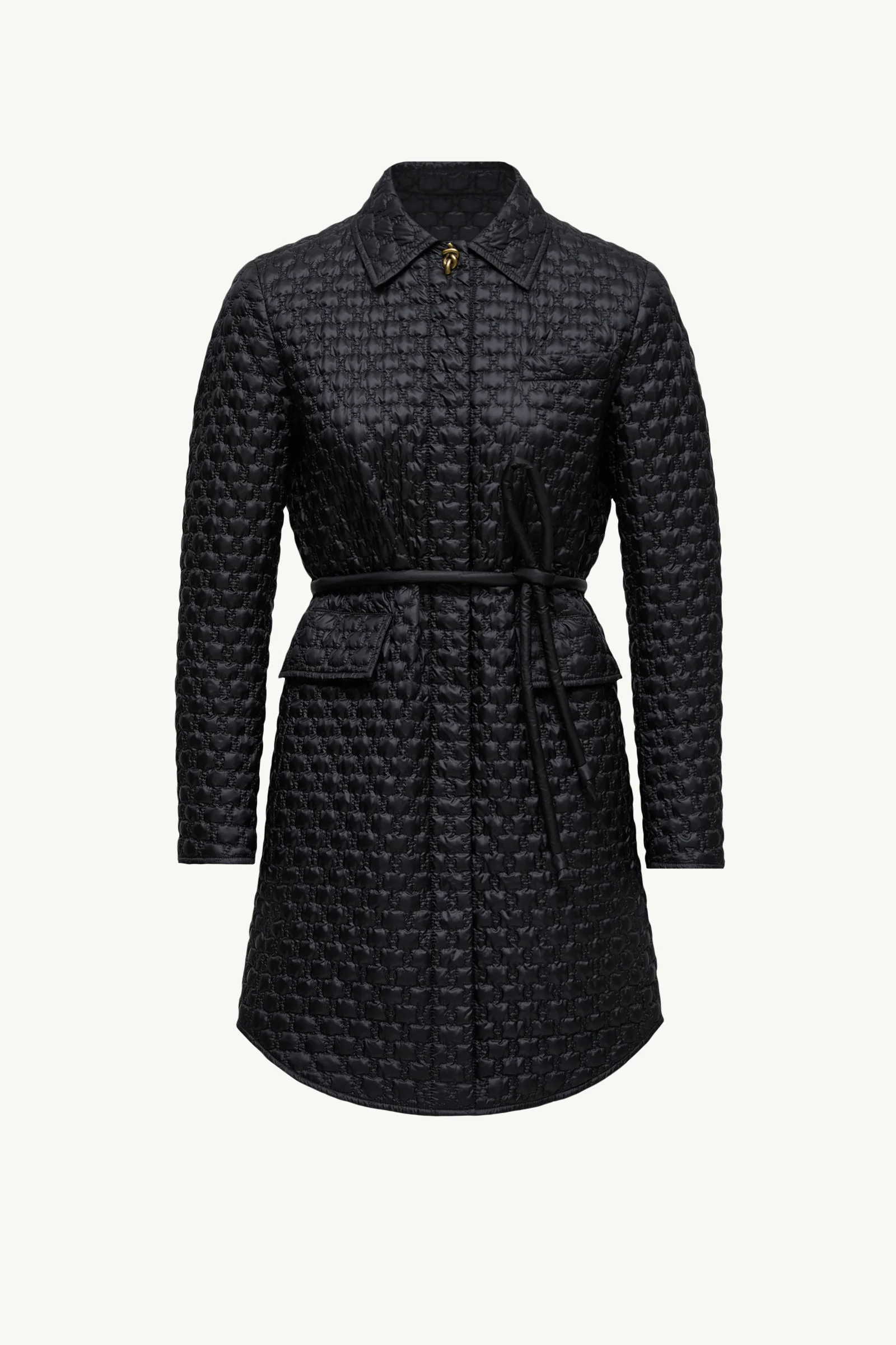 Raissac Geometric-Quilted Long Down Jacket - 1