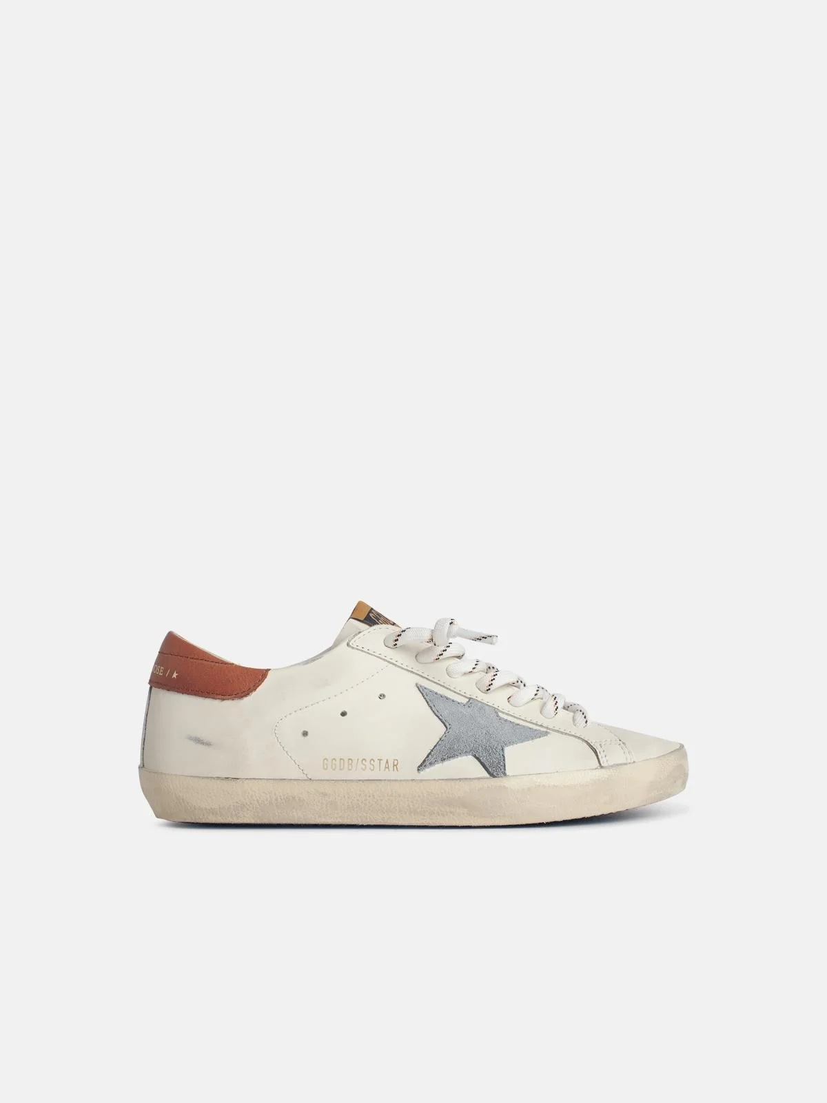 SUPER-STAR' WHITE LEATHER SNEAKERS WITH GREY SUEDE STAR AND BROWN HEEL - 1