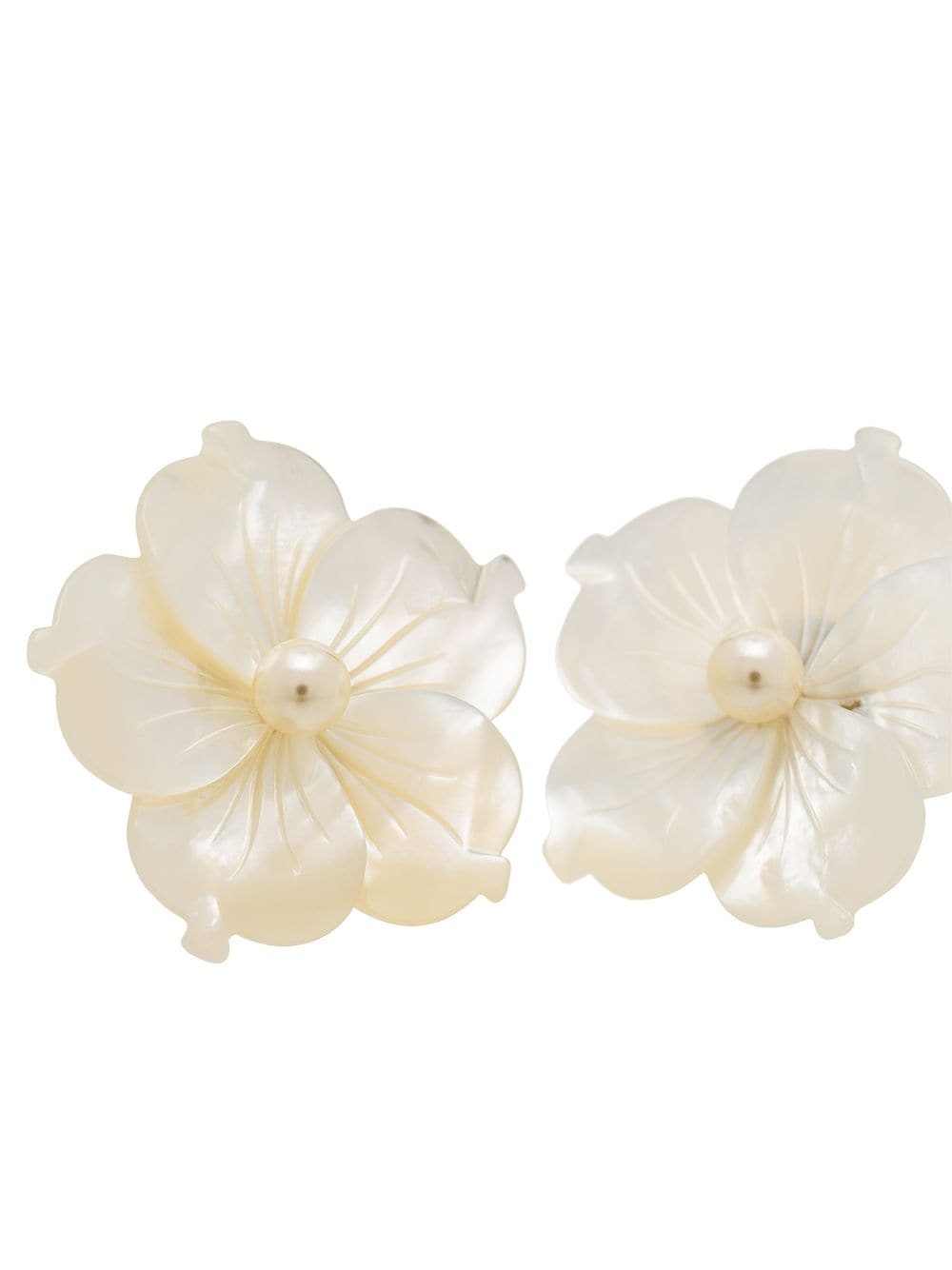 mother-of-pearl flower stud earrings - 3