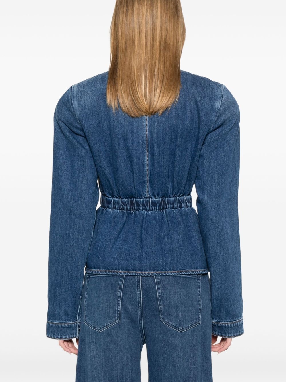 gathered-waist denim jacket - 4