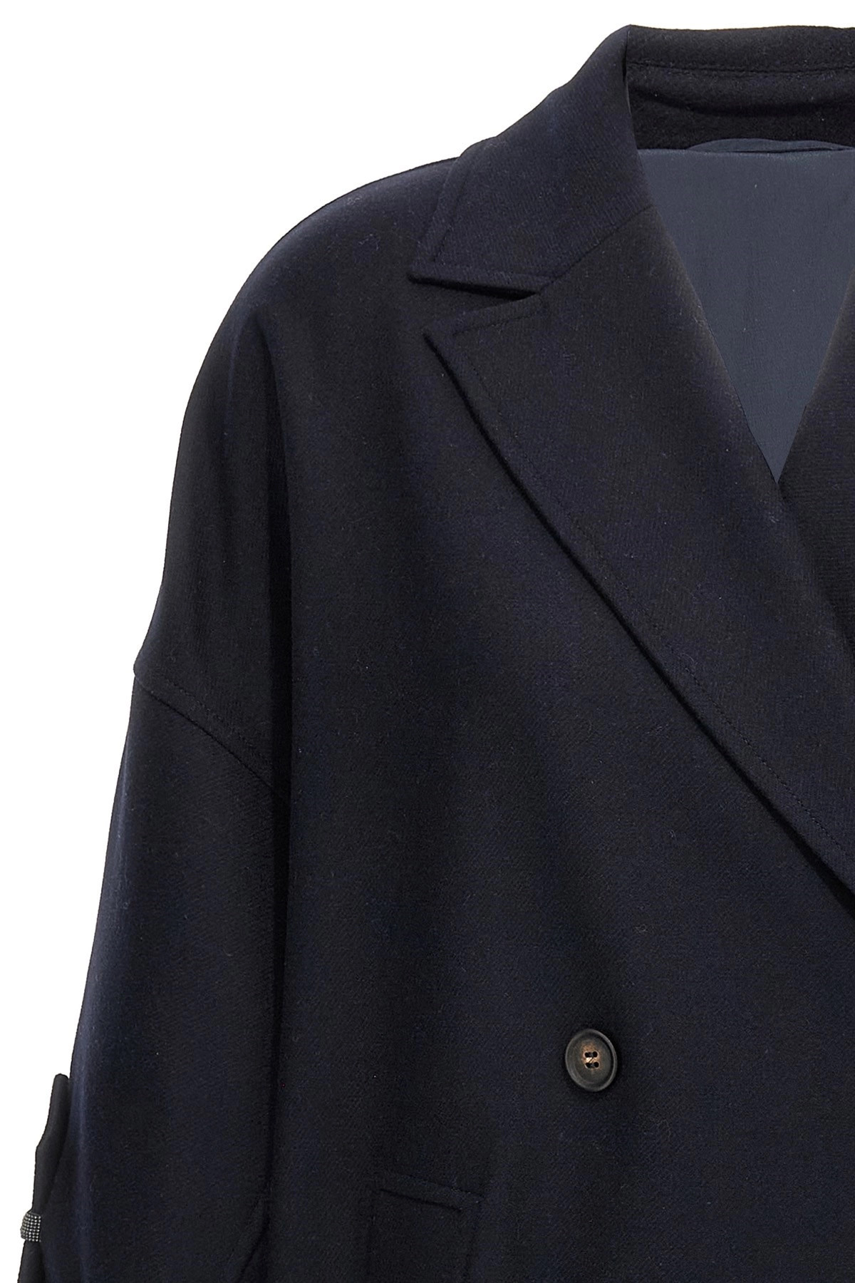 'Shiny Cuff Details' caban coat - 3