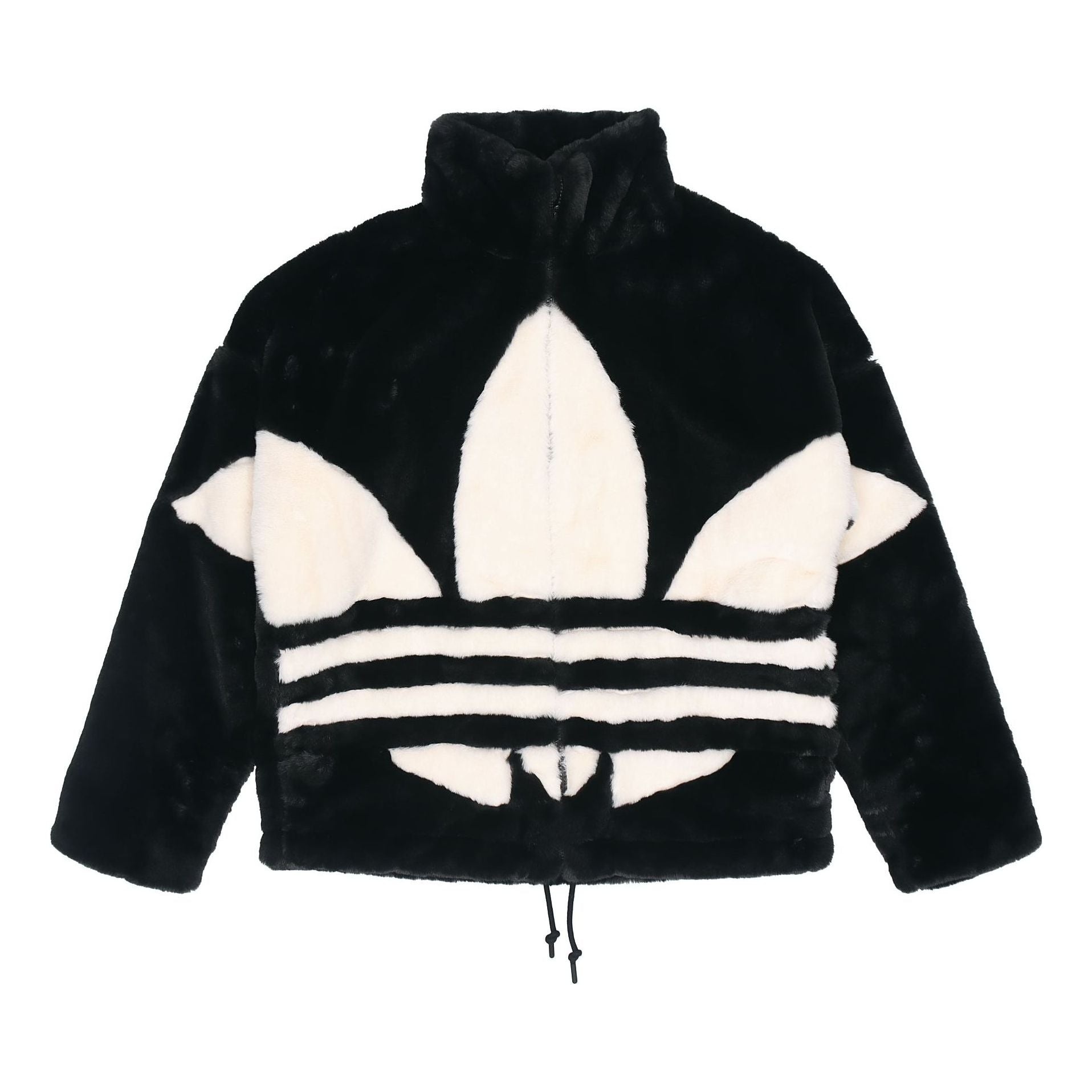 Men's adidas originals Contrasting Colors Large Logo Loose Stand Collar Sports Jacket Black HC0323 - 1