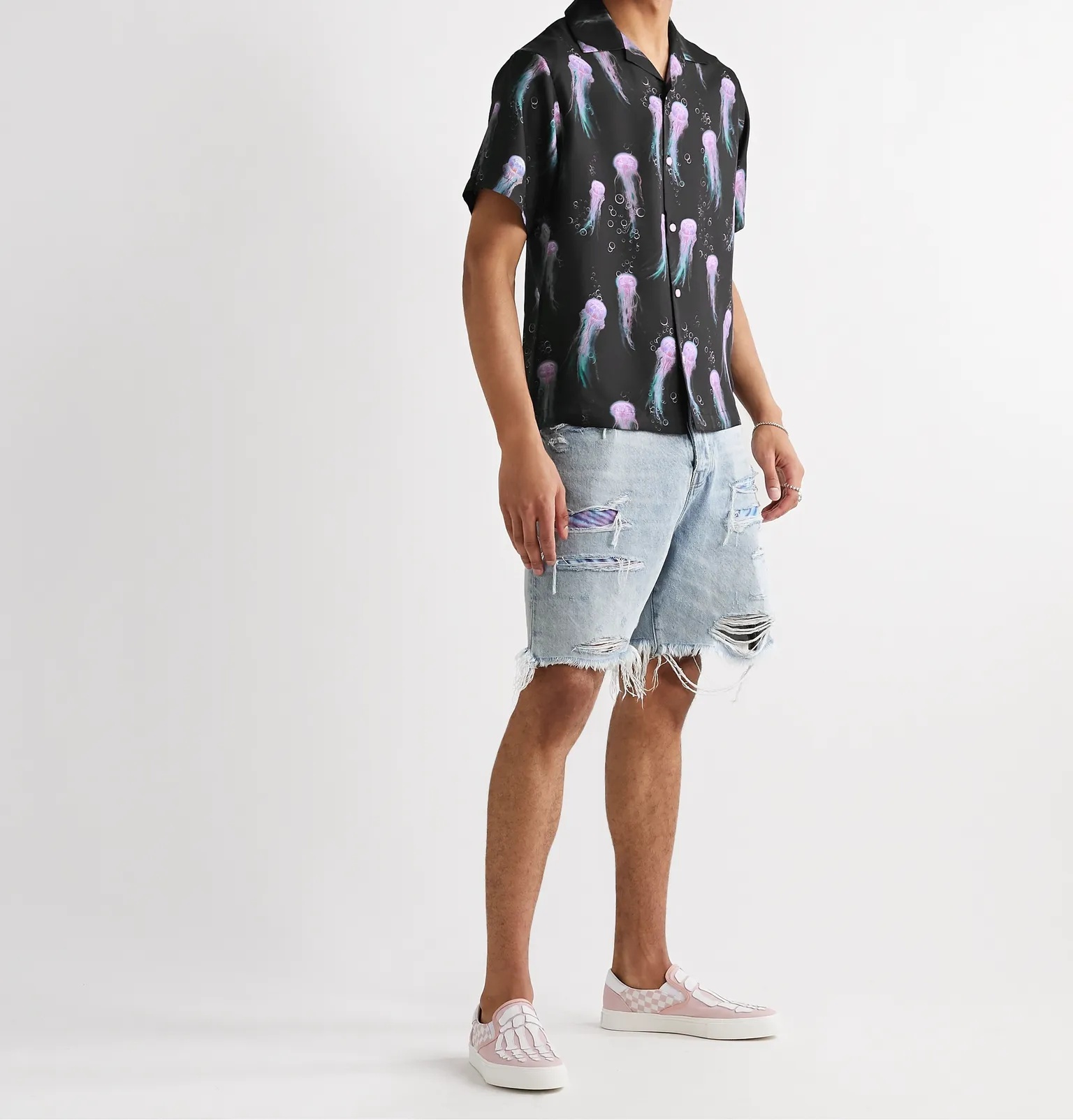 Thrasher Panelled Distressed Denim Shorts - 7