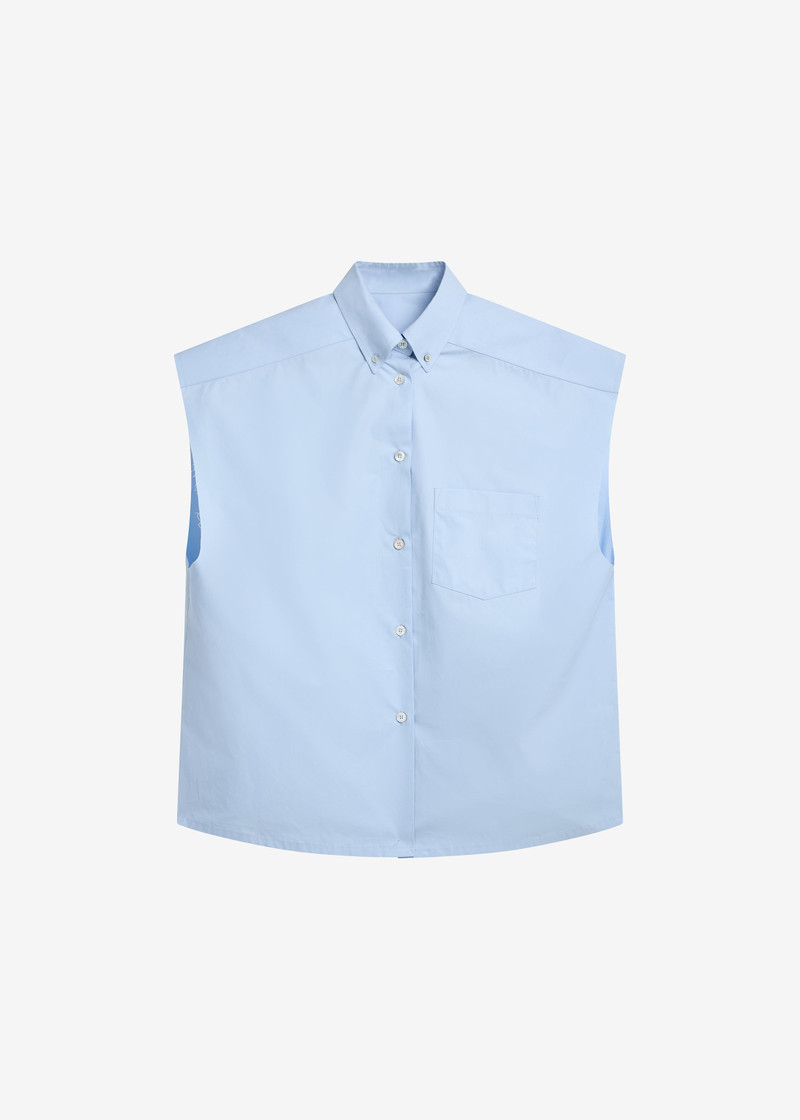Quenin Sleeveless Button Down Shirt - Light Blue 1