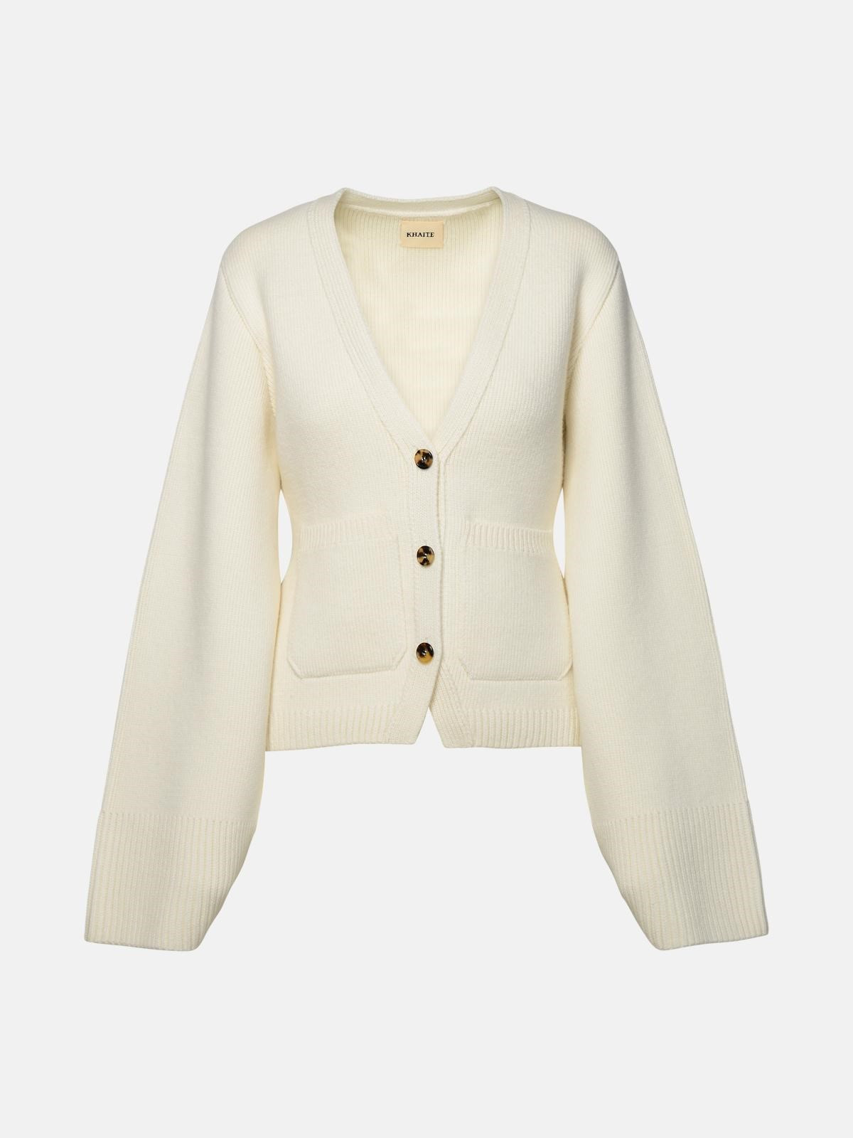 'SCARLET' IVORY CASHMERE CARDIGAN - 1