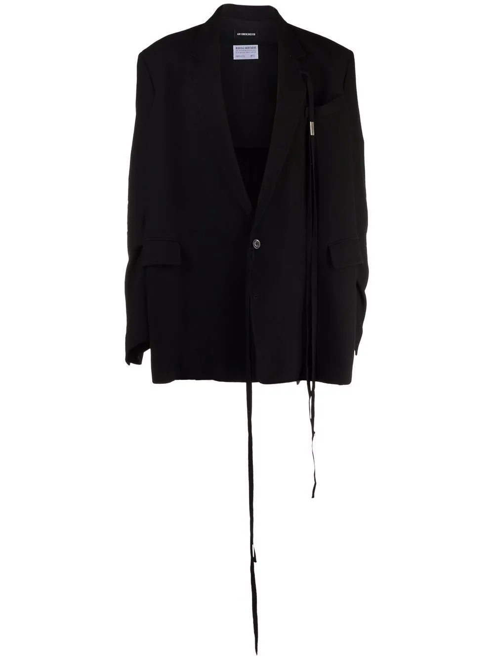 draped-strap single-breasted wool blazer - 1