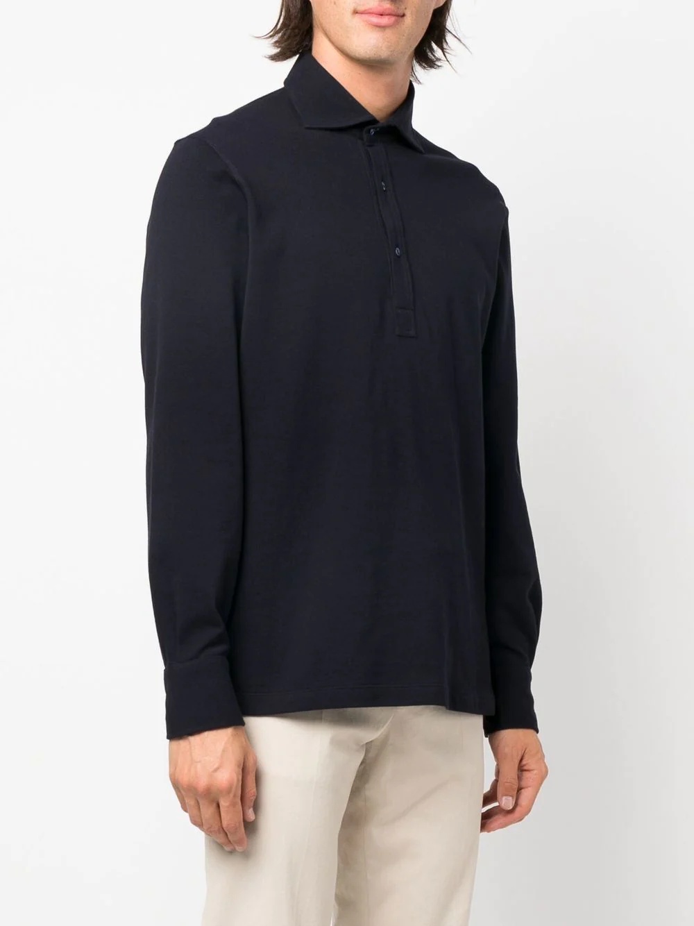 shirt-style long-sleeve polo shirt - 3