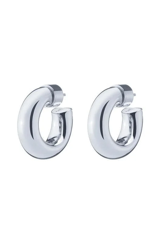 Micro Samira Huggie Earrings - Silver - 0.8in - 1