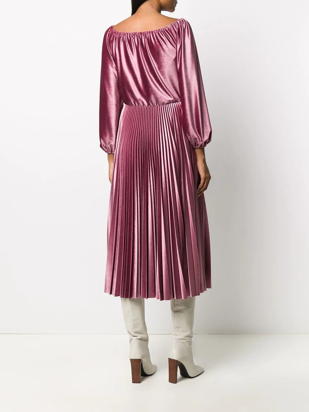 pleated velvet midi dress - 4