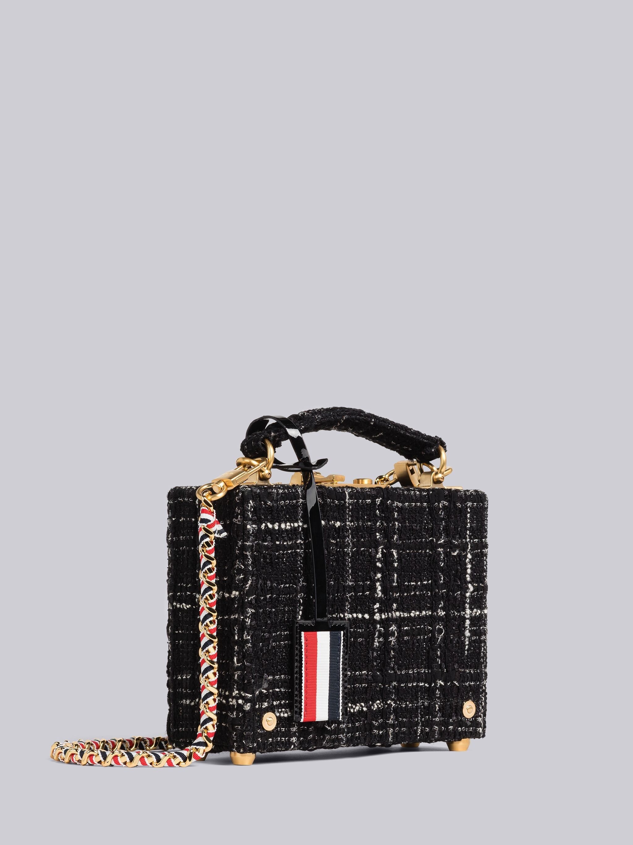 Plaid Ribbon Tweed Woven Chain Micro Attache Case - 3