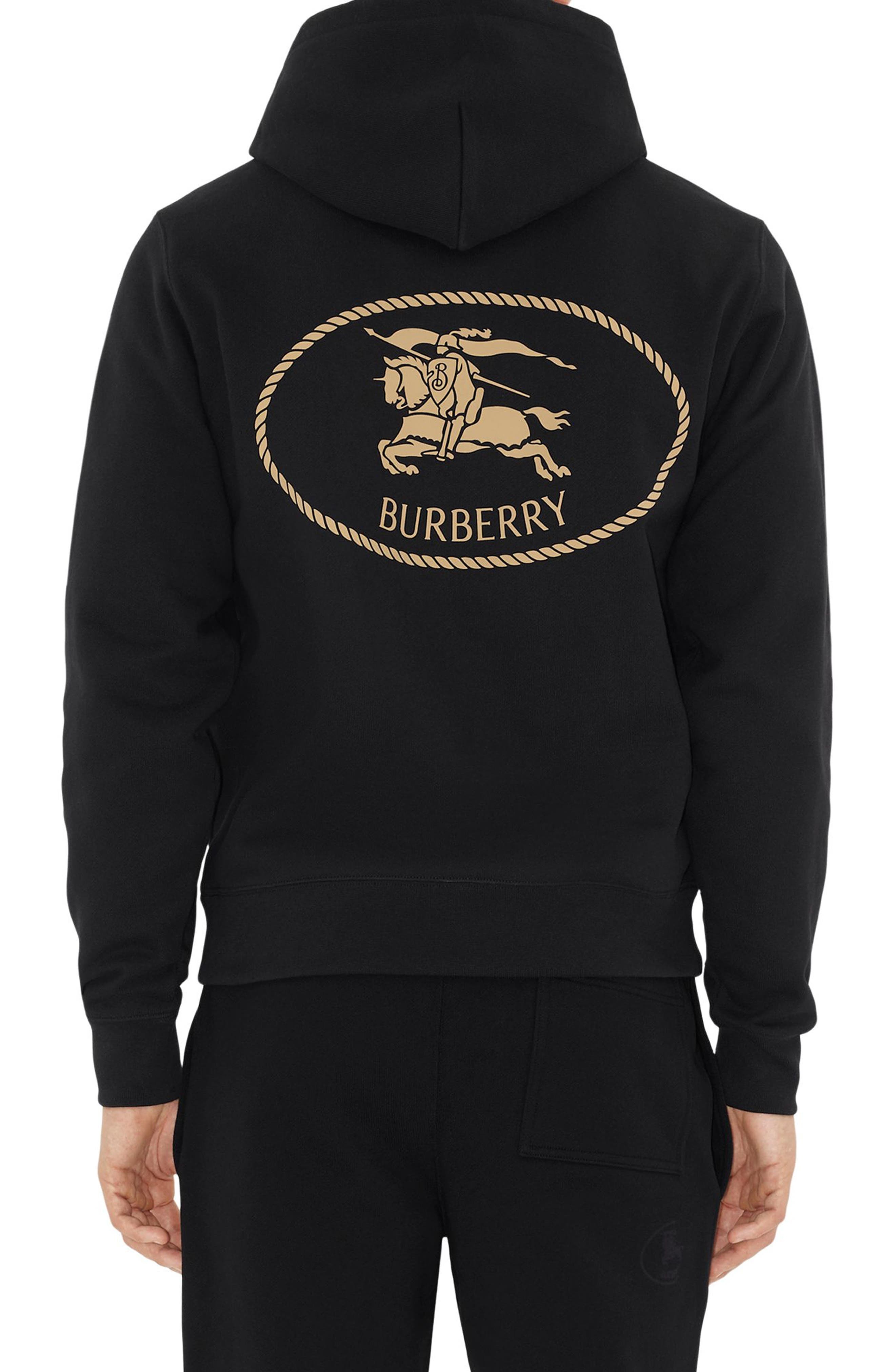 burberry Equestrian Knight Design Stamp French Terry Hoodie in Black at Nordstrom - 2