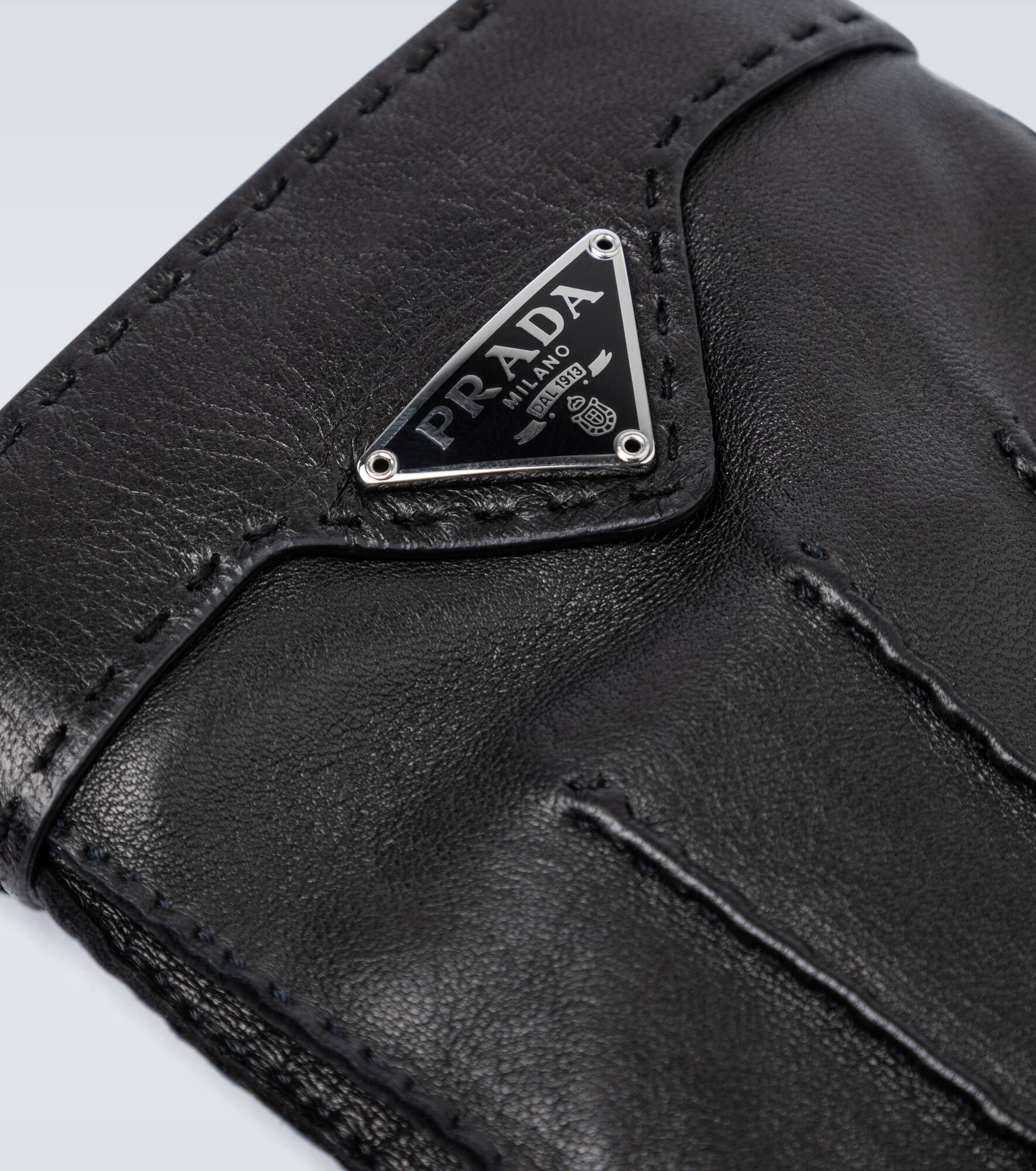 Leather gloves with logo - 2