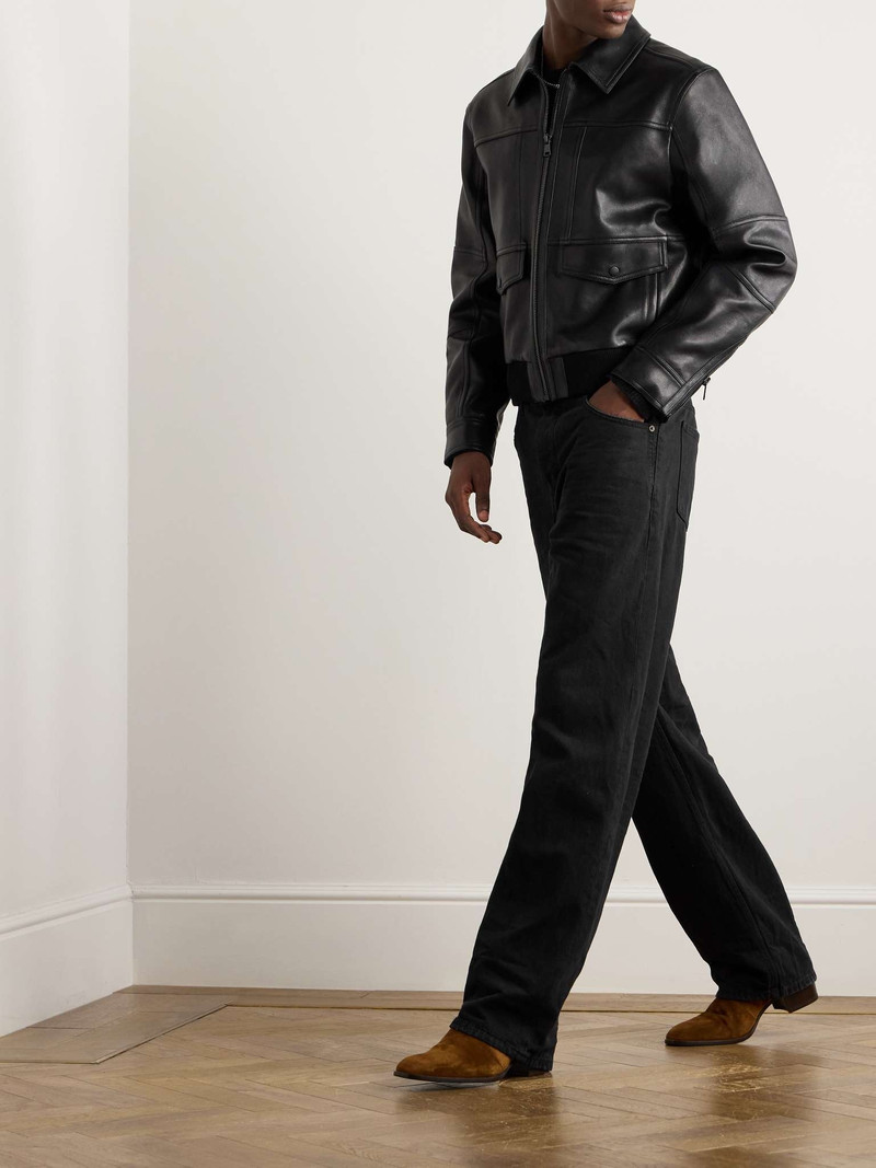 Balmain Slim-Fit Panelled Leather Bomber Jacket outlook