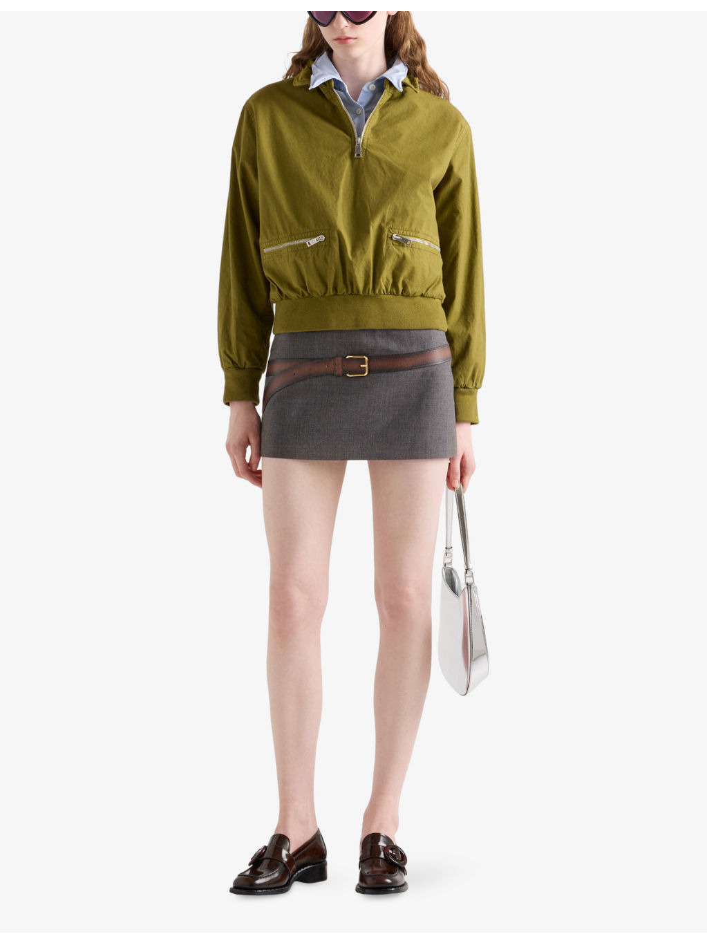 Printed-Belt Wool-Blend Mini Skirt - 2