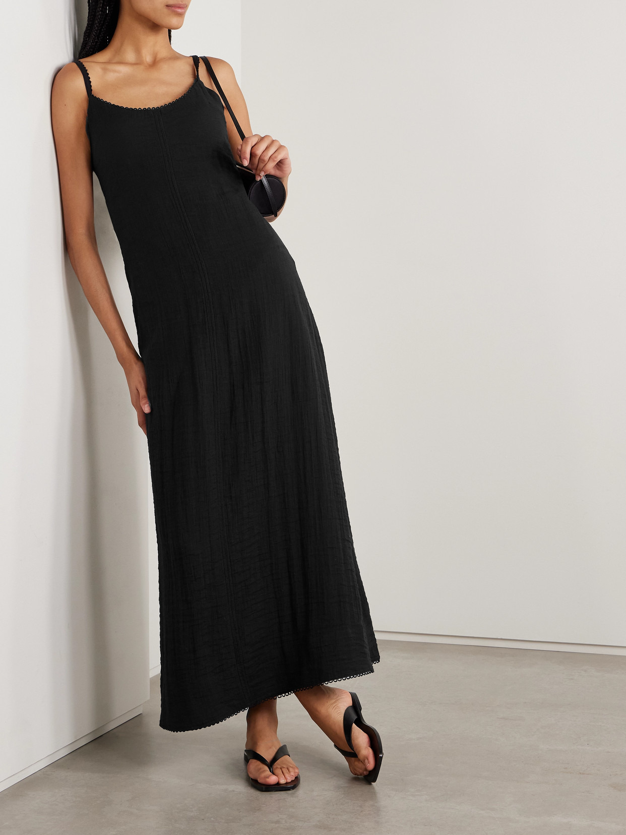 Evelyn Tie-back Crinkled-voile Maxi Dress - 2