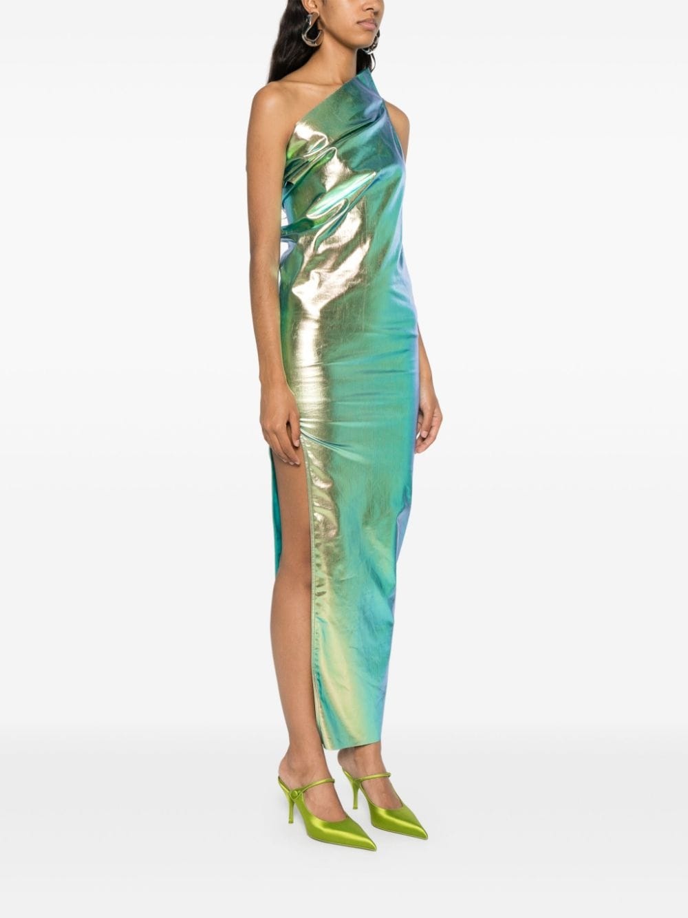 Athena iridescent-effect one-shoulder gown - 3