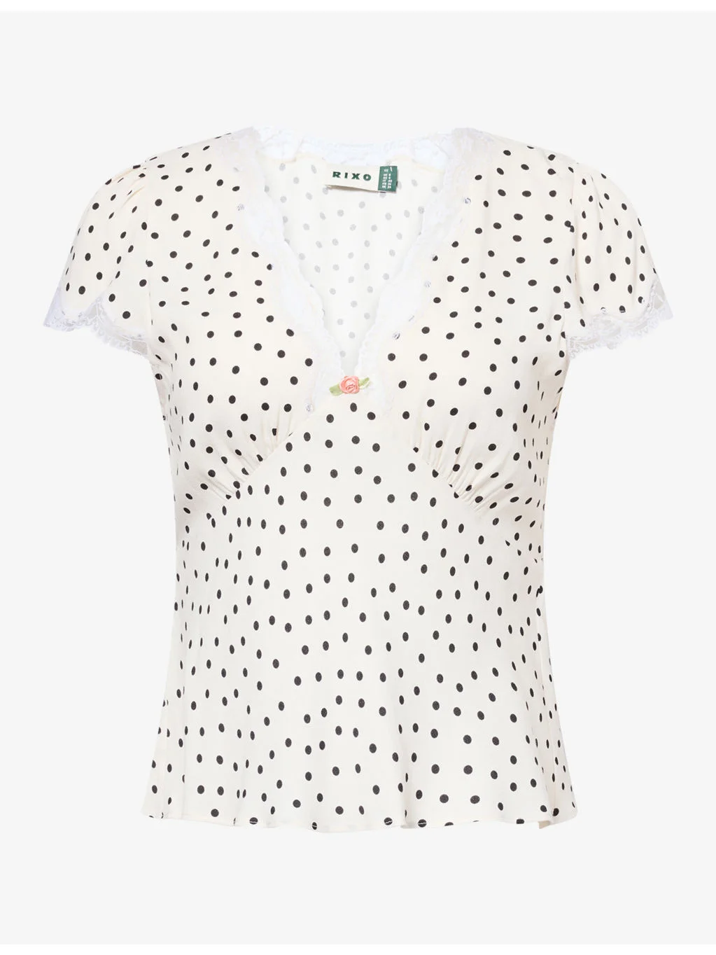 Cathy Polka-Dot Lace-Trim Woven Top - 1